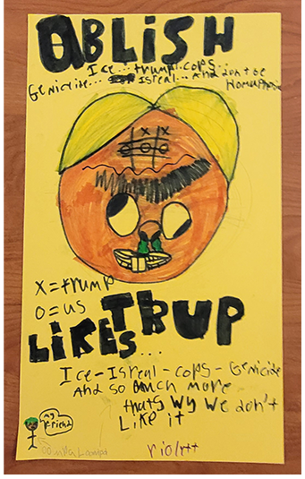 Protest poster by young workshop participants: "Abolish Trump"