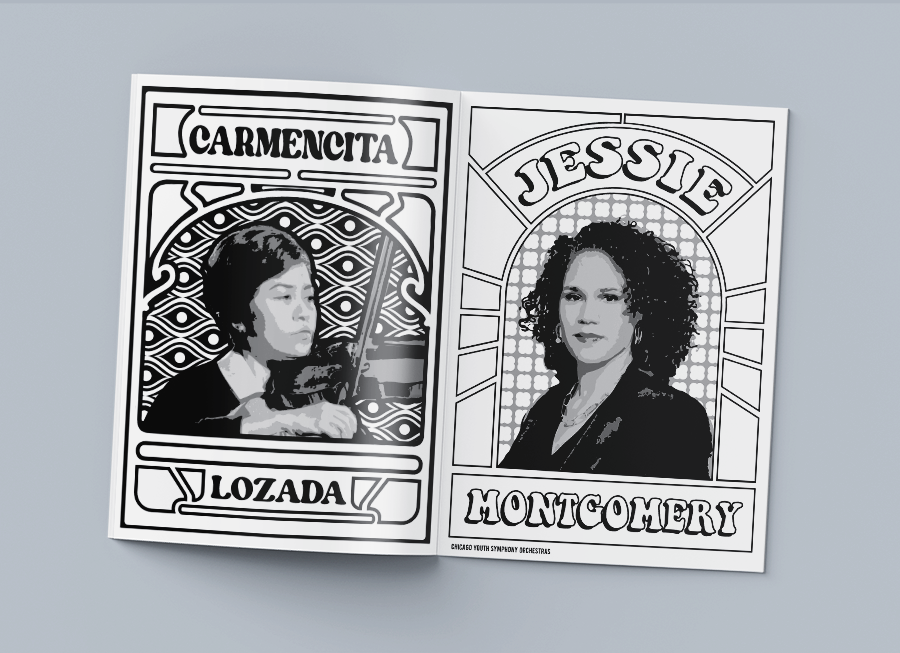 Interior of Women in Music coloring book