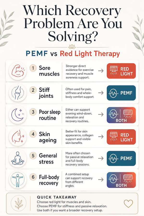 PEMF red light diagram to quickly decide which problem you are  solving image