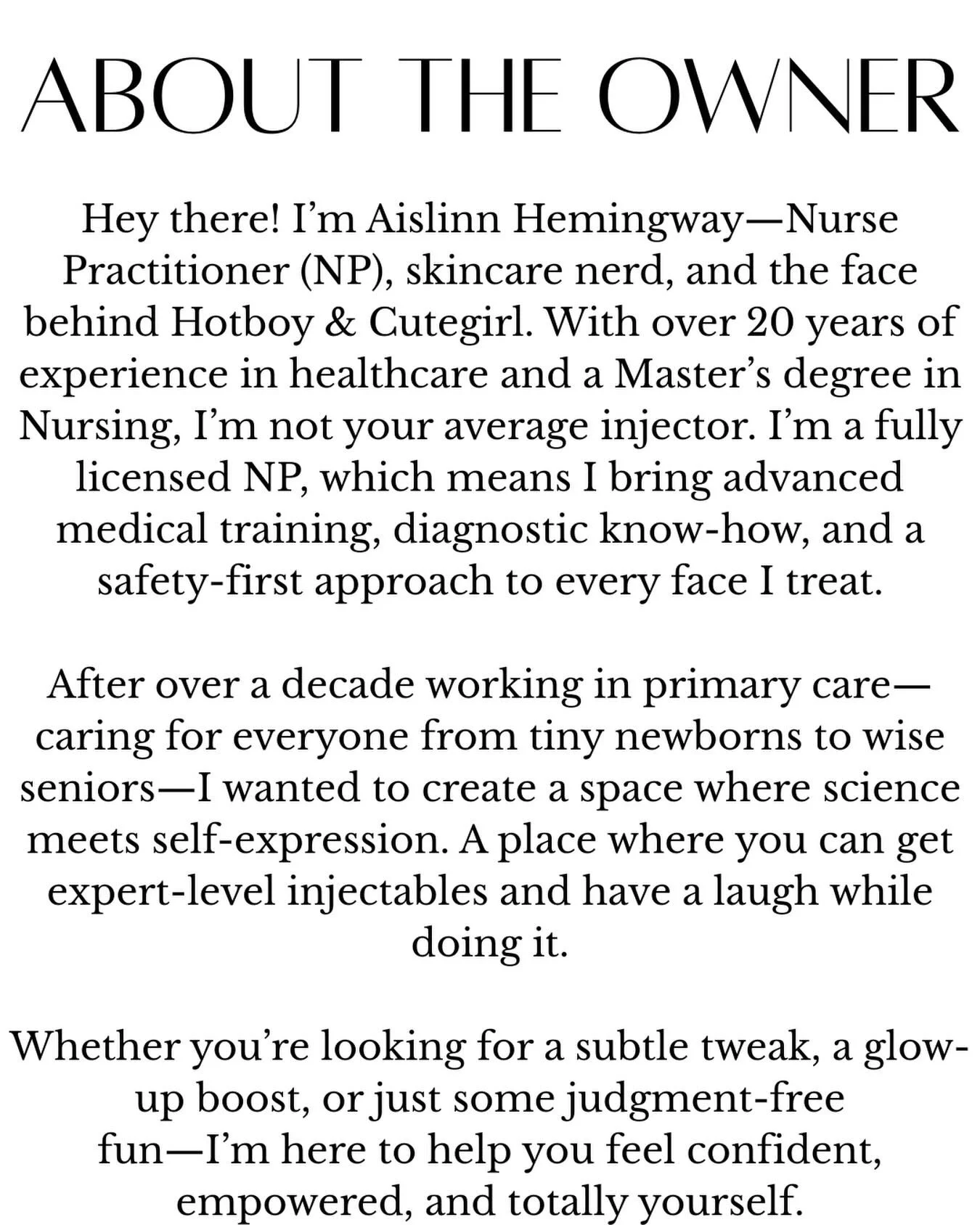 Founder. Injector. Perfectionist. ✨
Our clinic was built on the belief that aesthetic treatments should look natural, feel safe, and boost confidence.
Proud to lead a clinic dedicated to results you&rsquo;ll love and care you can trust. 💉