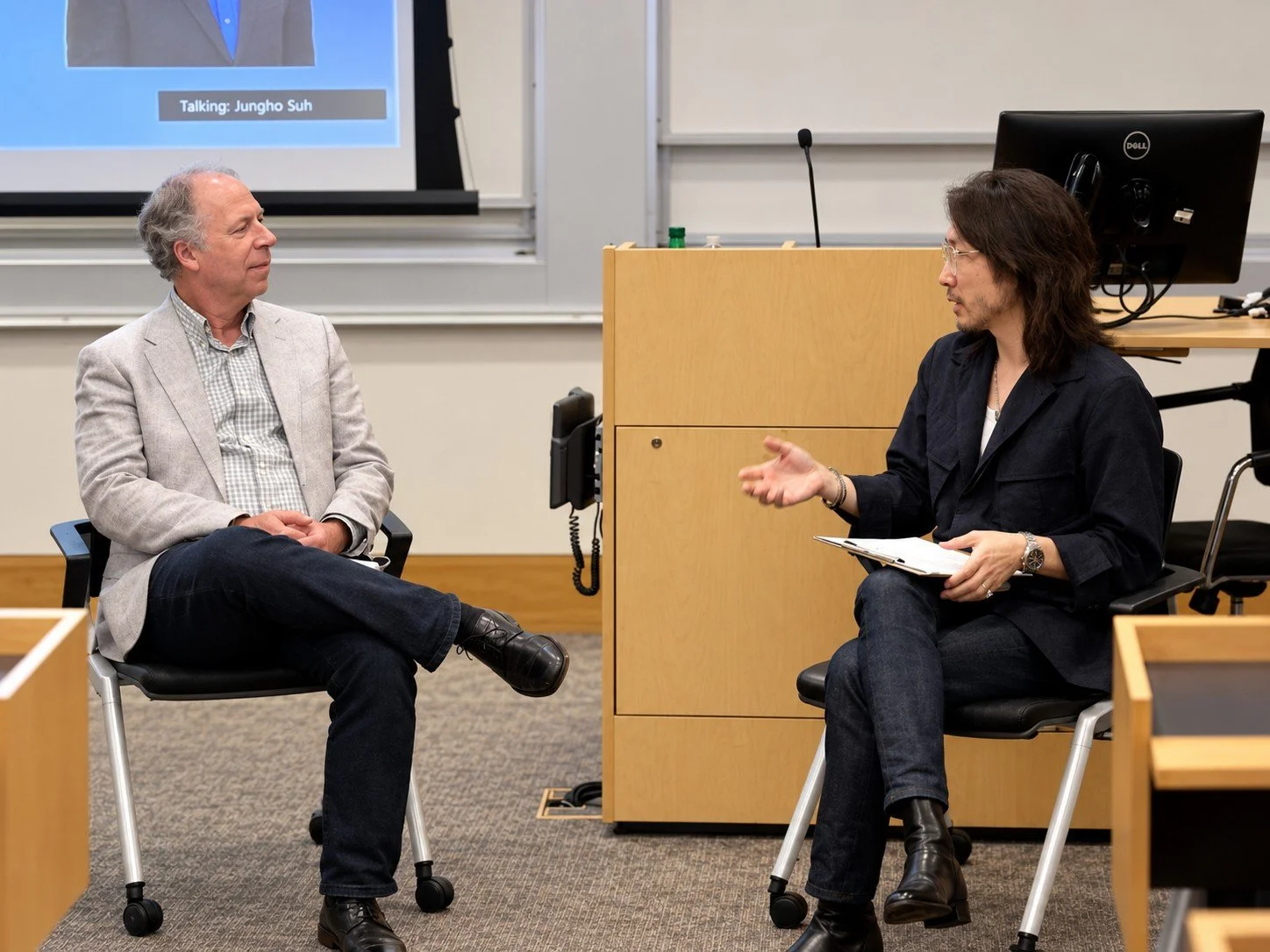 Dr. Jungho Suh leading a fireside chat