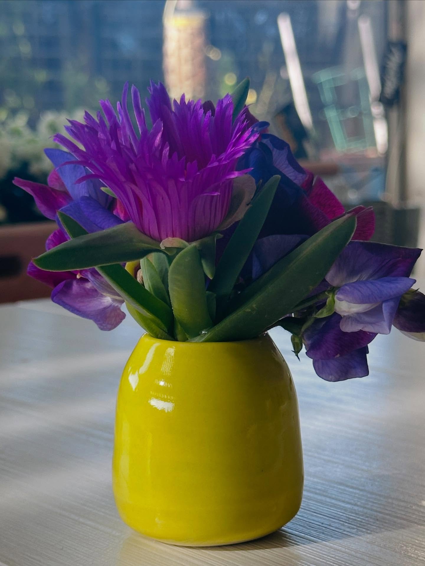 Finally learning to glaze... and flowers picked by my sweet son. Happy momma 💕