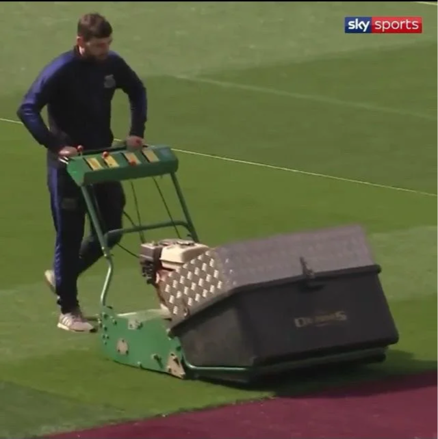 Lewis Pattinson working on a professional football pitch