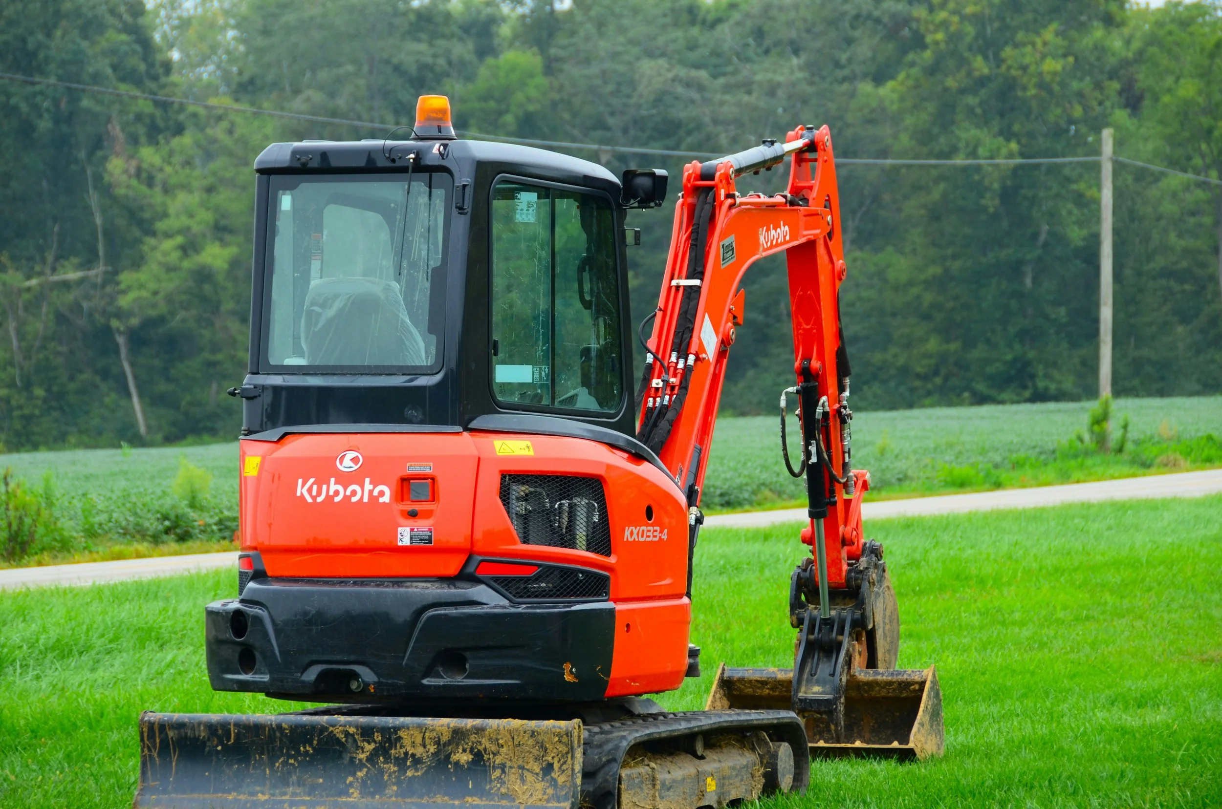 Excavator in garden