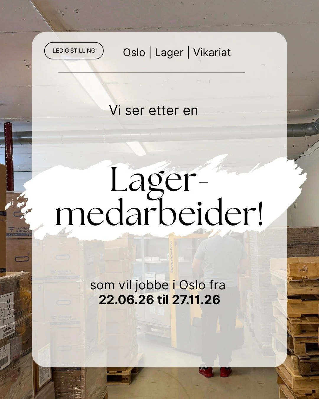 Vi ser etter deg som &oslash;nsker &aring; jobbe p&aring; lager i Oslo! Trykk p&aring; lenken i bio og les mer om stillingen🏭✨