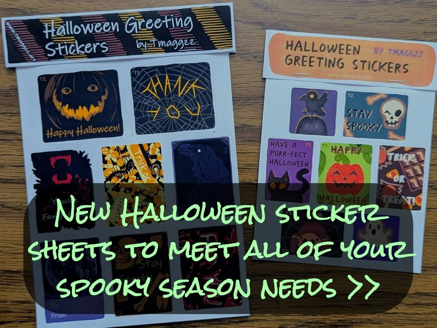New Sticker Drop! 🎃🕸️🍫

New Halloween sticker sheets to meet all of your spooky season needs. Use these Halloween stickers to decorate gifts, goodie bags, or letters. Now for sale on my website! Visit www.tmaggzz.art/shop (link in bio) 

#shopupda