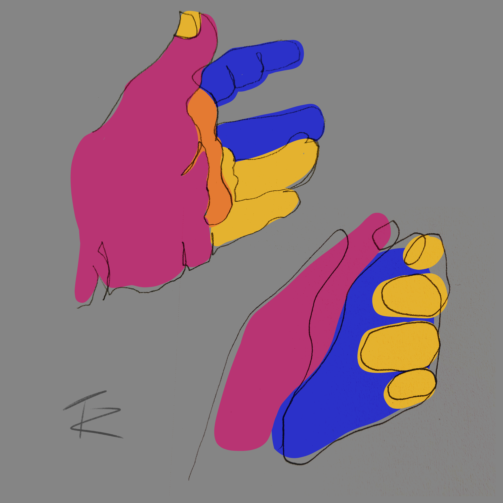 Hands Blind Contour sketch, 08/2023