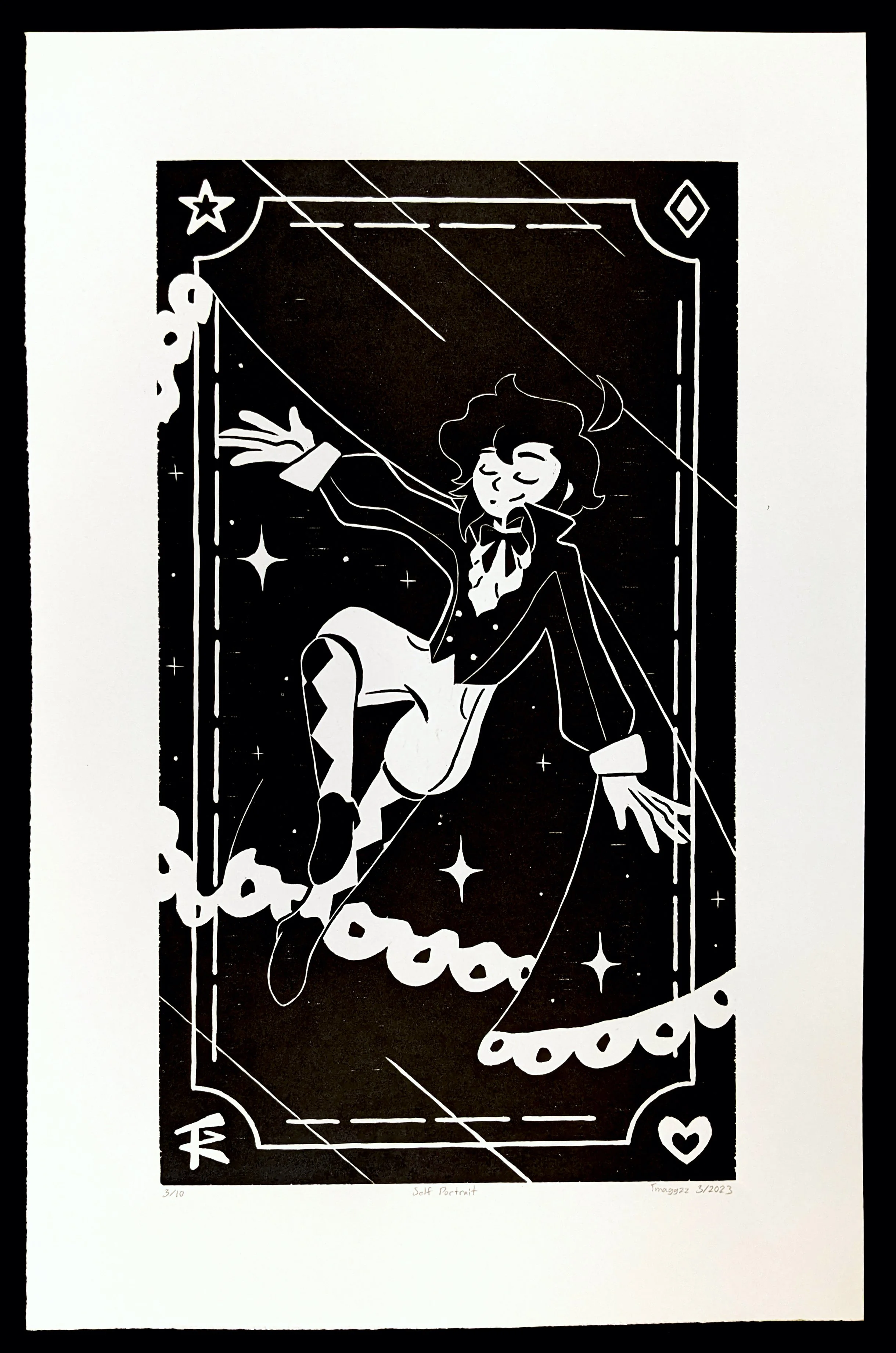 Self Portrait, 06/2023 Woodblock print