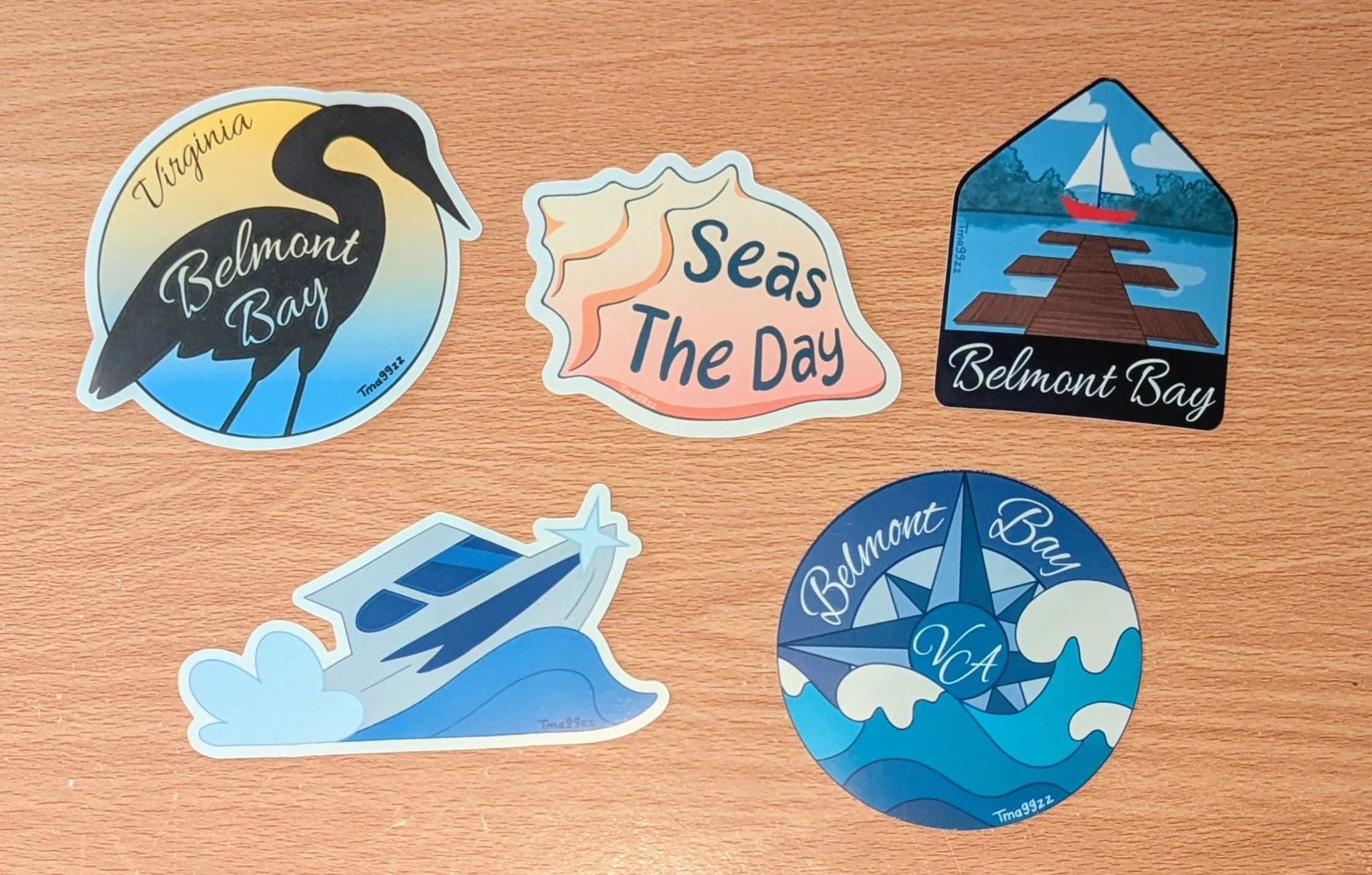 Belmont stickers, 03/2025 Boating season has begun in Belmont Bay! These stickers are made for visitors of the marina and anyone with a love for the water. On sale now at Tide & Treasures gift shop - 559 Harbor Side St, Woodbridge, VA 22191. Click th
