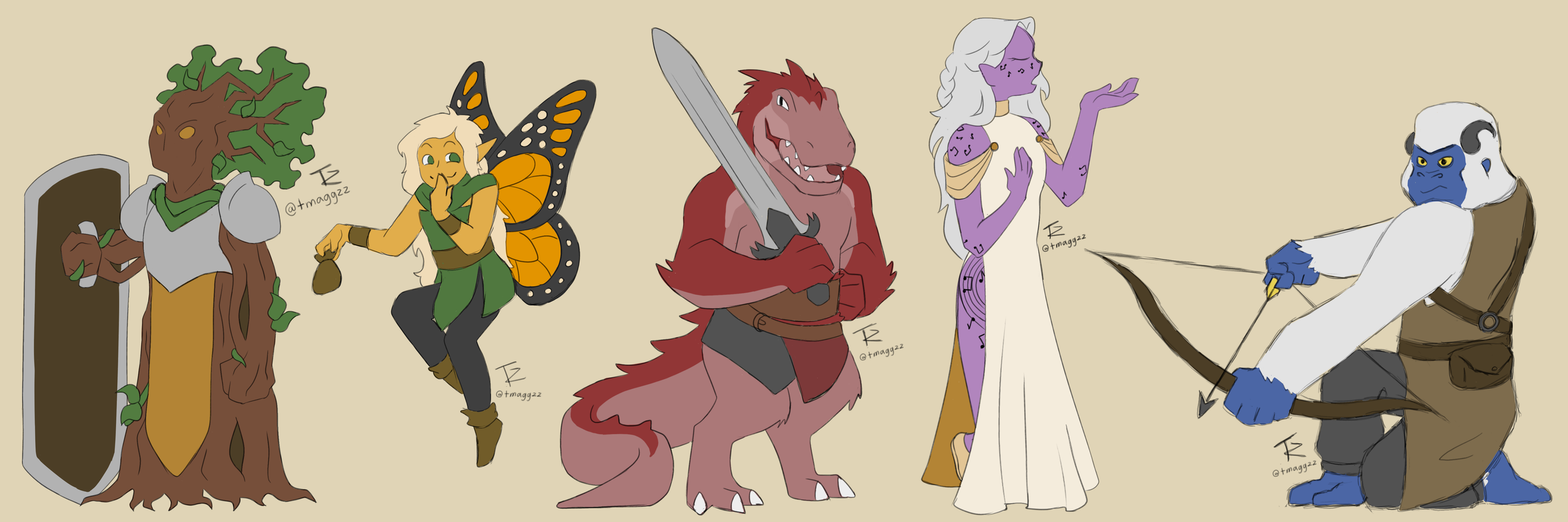 Dungeons and Dragons characters, 05/2024 A commission of 5 custom fantasy races for Dungeons and Dragons. Click the picture for more.