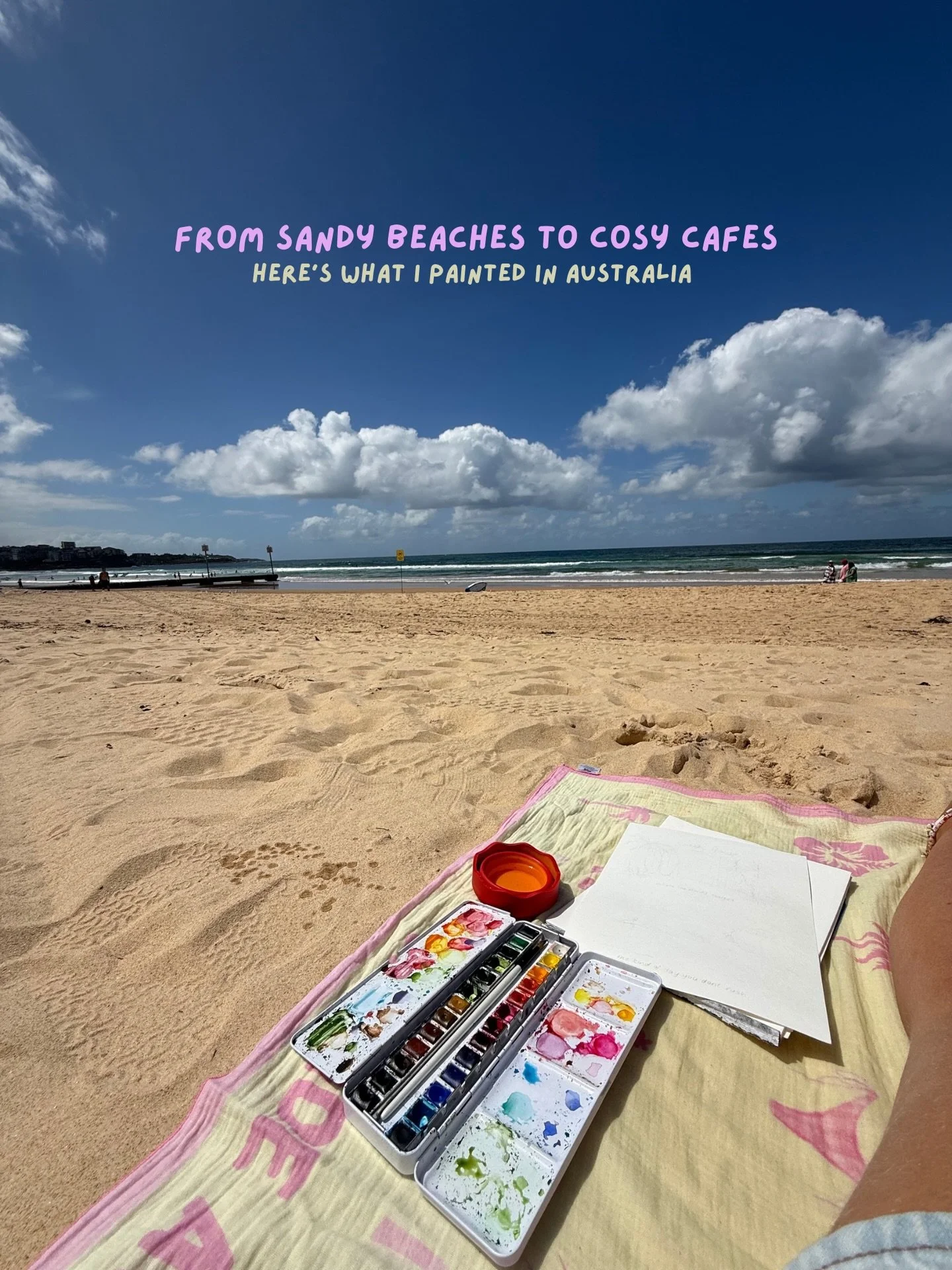 A little snapshot of painting life - from beach days to caf&eacute; corners in Sydney 🫶🏼🏄&zwj;♀️☀️

I&rsquo;d love to turn these into something more, especially as you all loved them&hellip; prints, postcards, stickers? Let me know what you&rsquo;