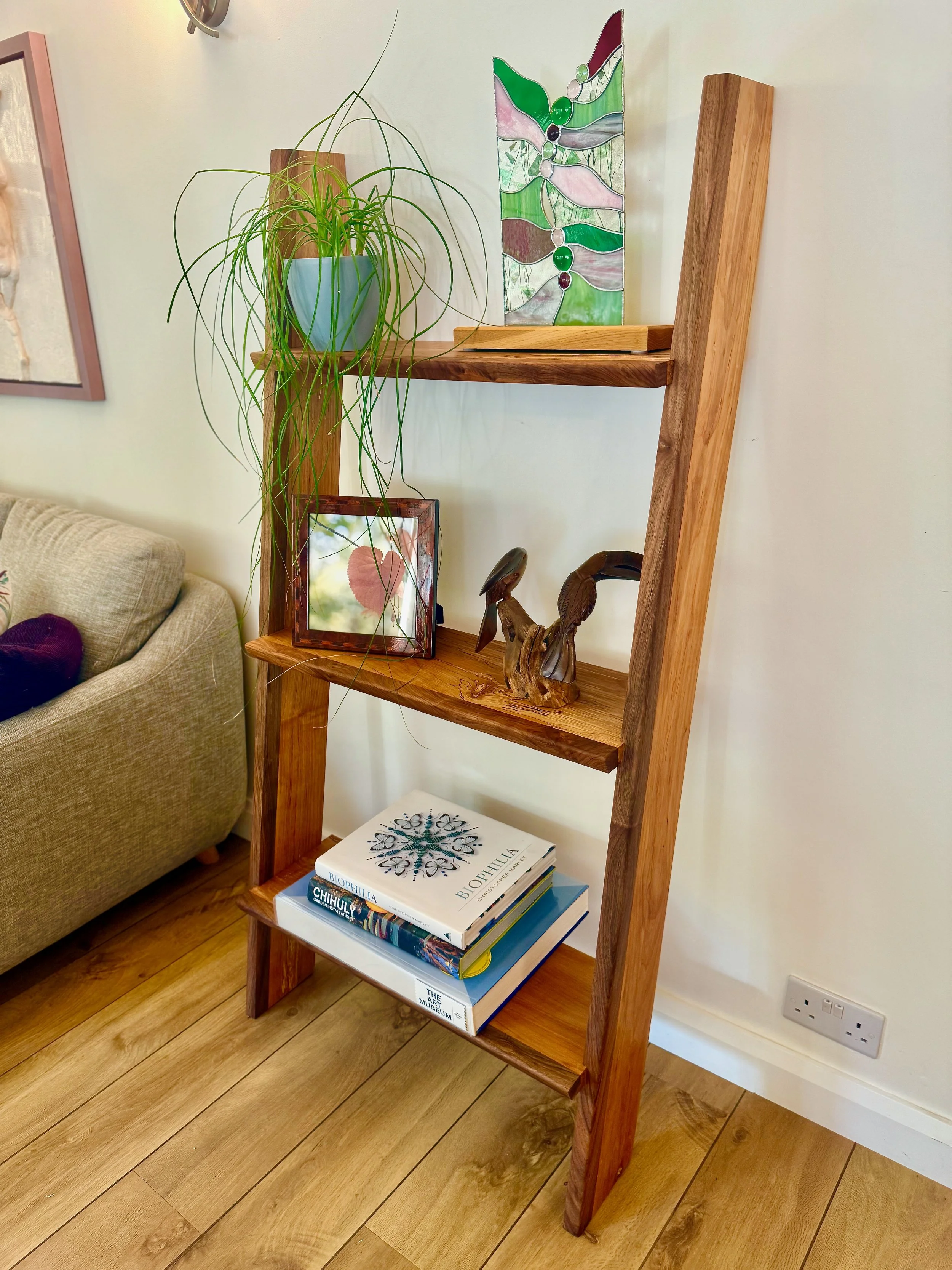 Handmade Furniture Ladder Shelf in situ 2