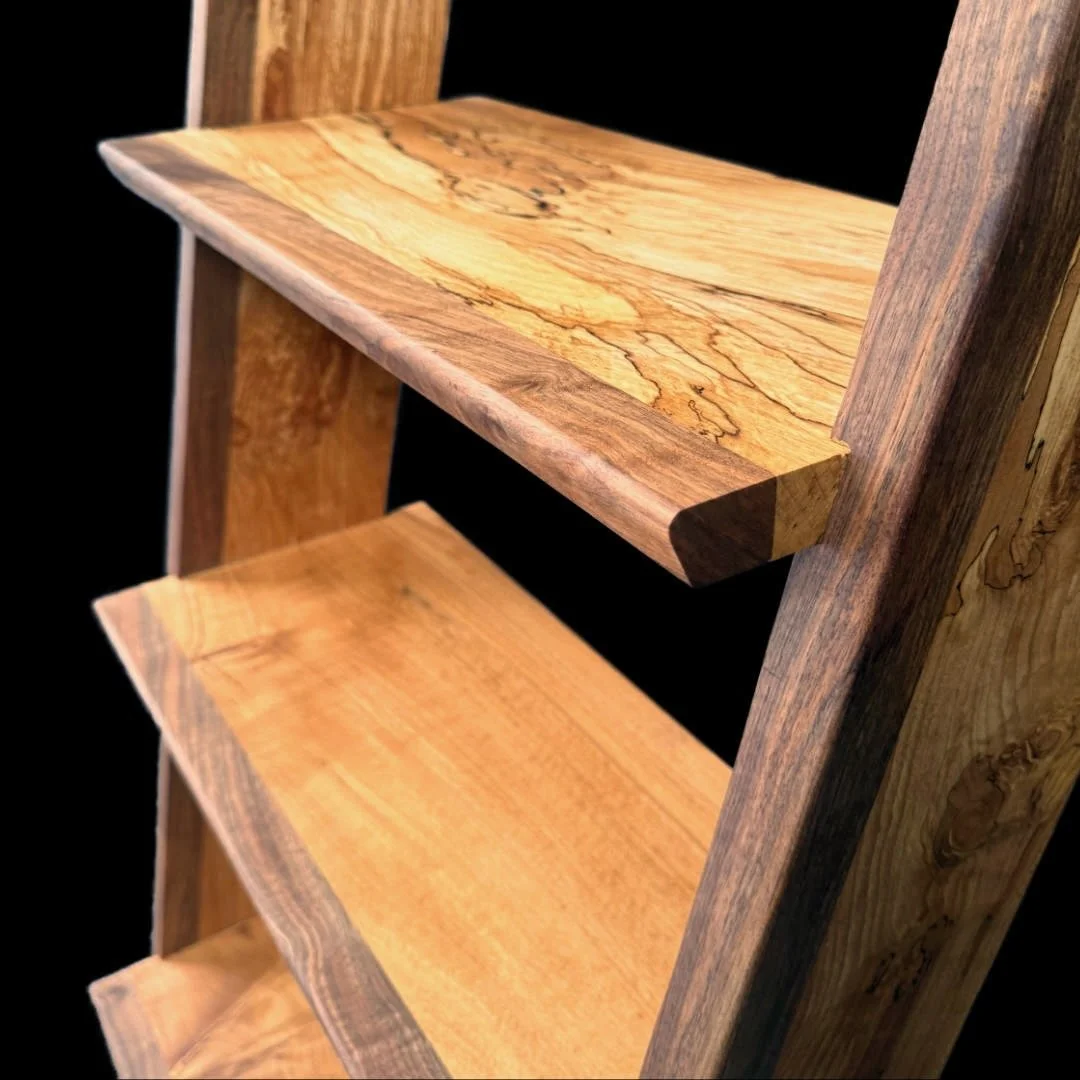 Handmade Furniture 4 Ladder Shelf close up of 2 shelves