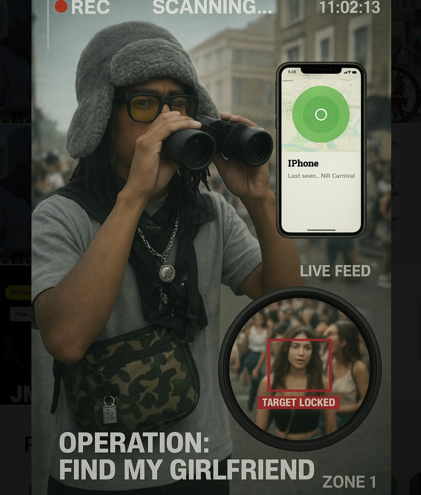 Came to Carnival to find my girl. She said she was just with the mandem. Can you spot her? 🔍💔