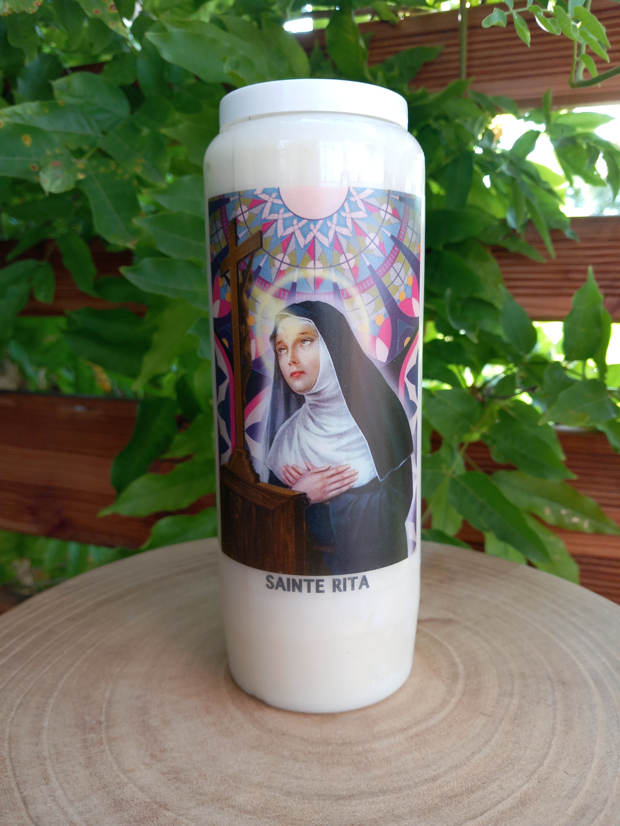Sainte Rita avec prière au dos - Bougie Neuvaine