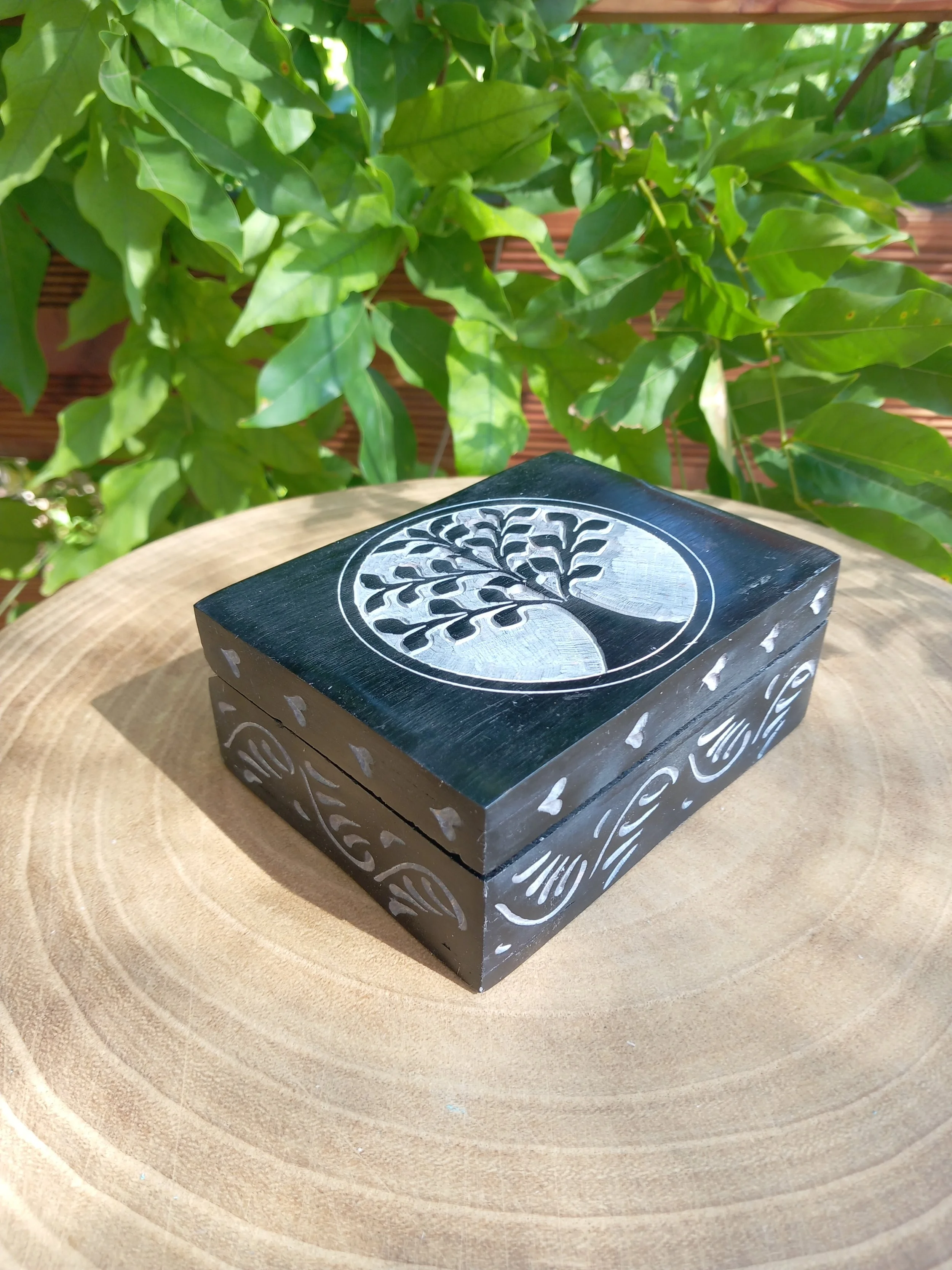 Boîte en pierre à Savon - Arbre De Vie - 10 x 8 x 4 cm