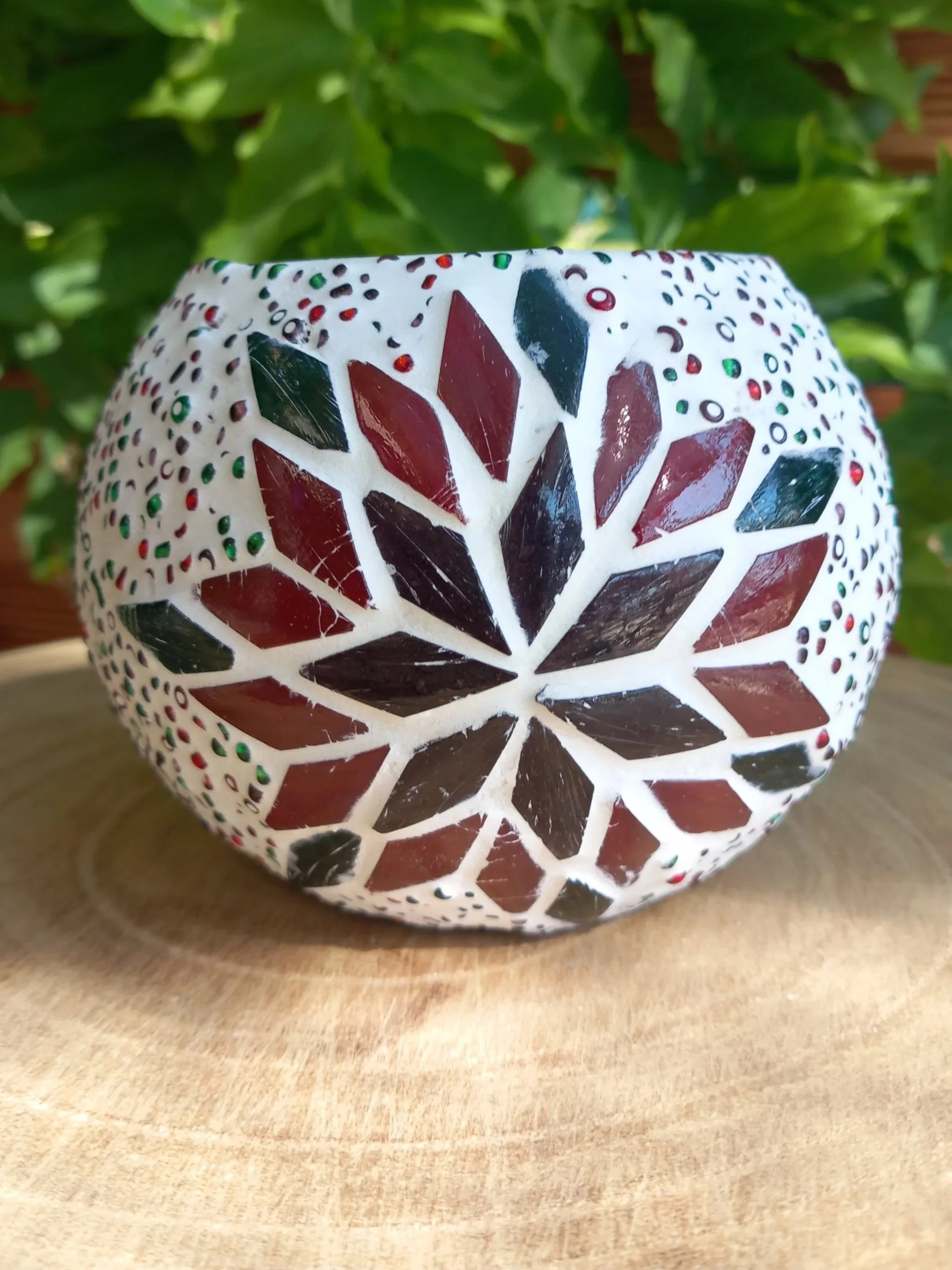 Photophore fleurs mosaïque