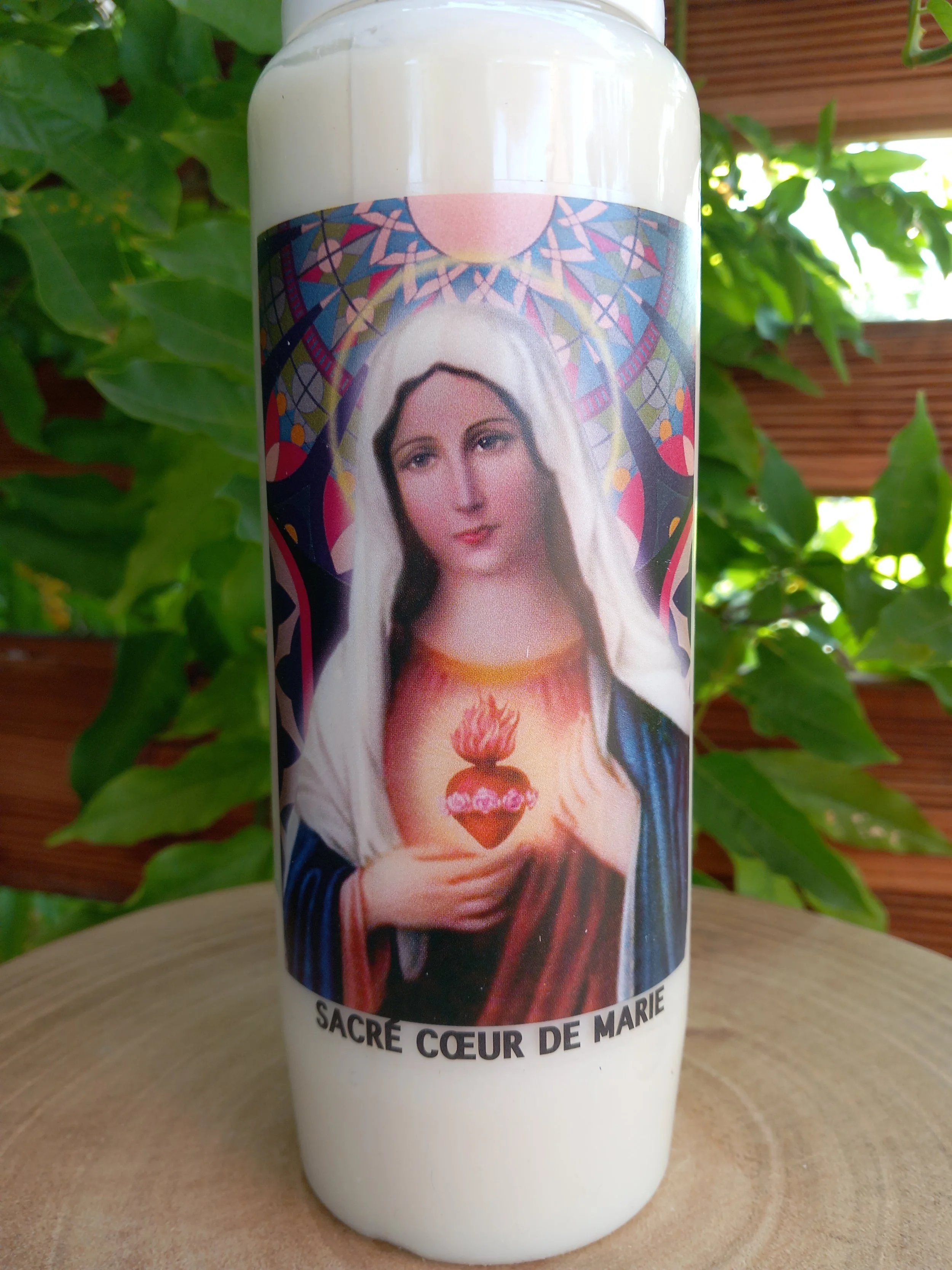 Sacré-Cœur de Marie avec prière au dos - Bougie Neuvaine