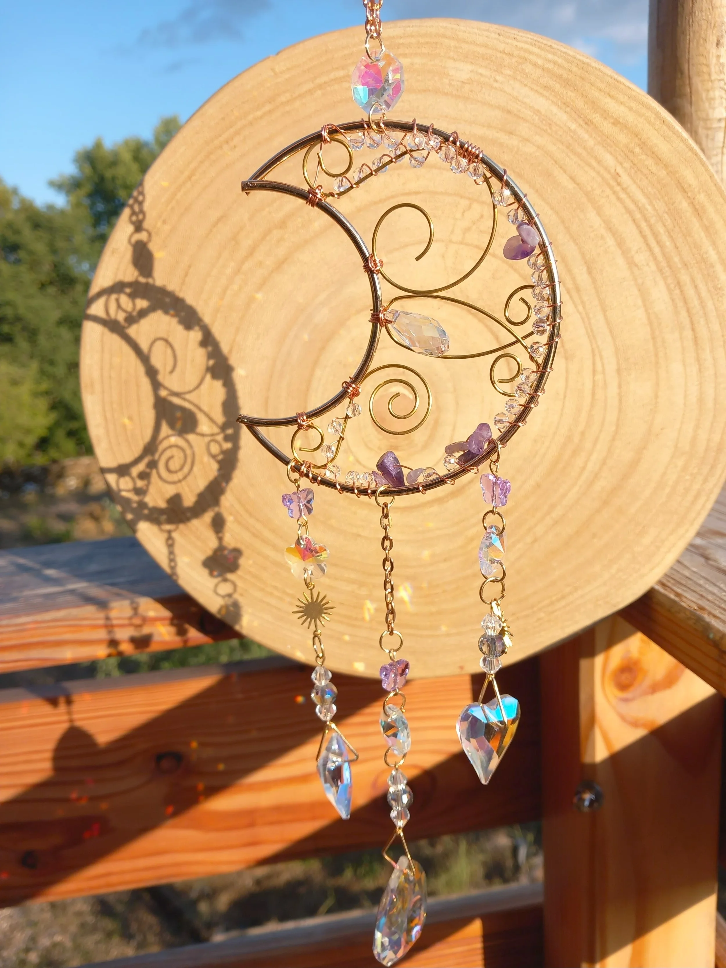 Attrape-soleil - Croissant de Lune avec Améthyste