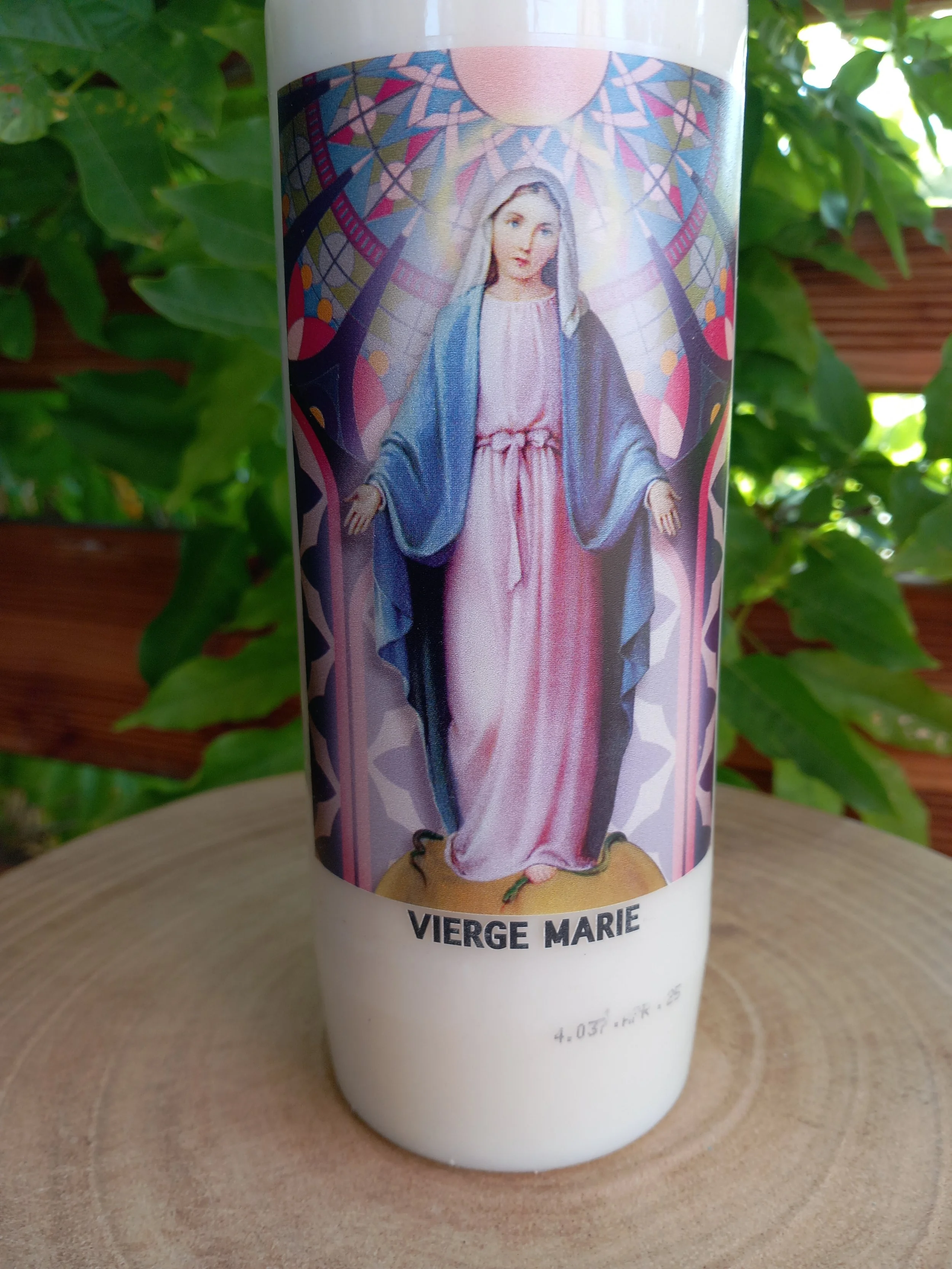 Vierge Marie avec prière au dos