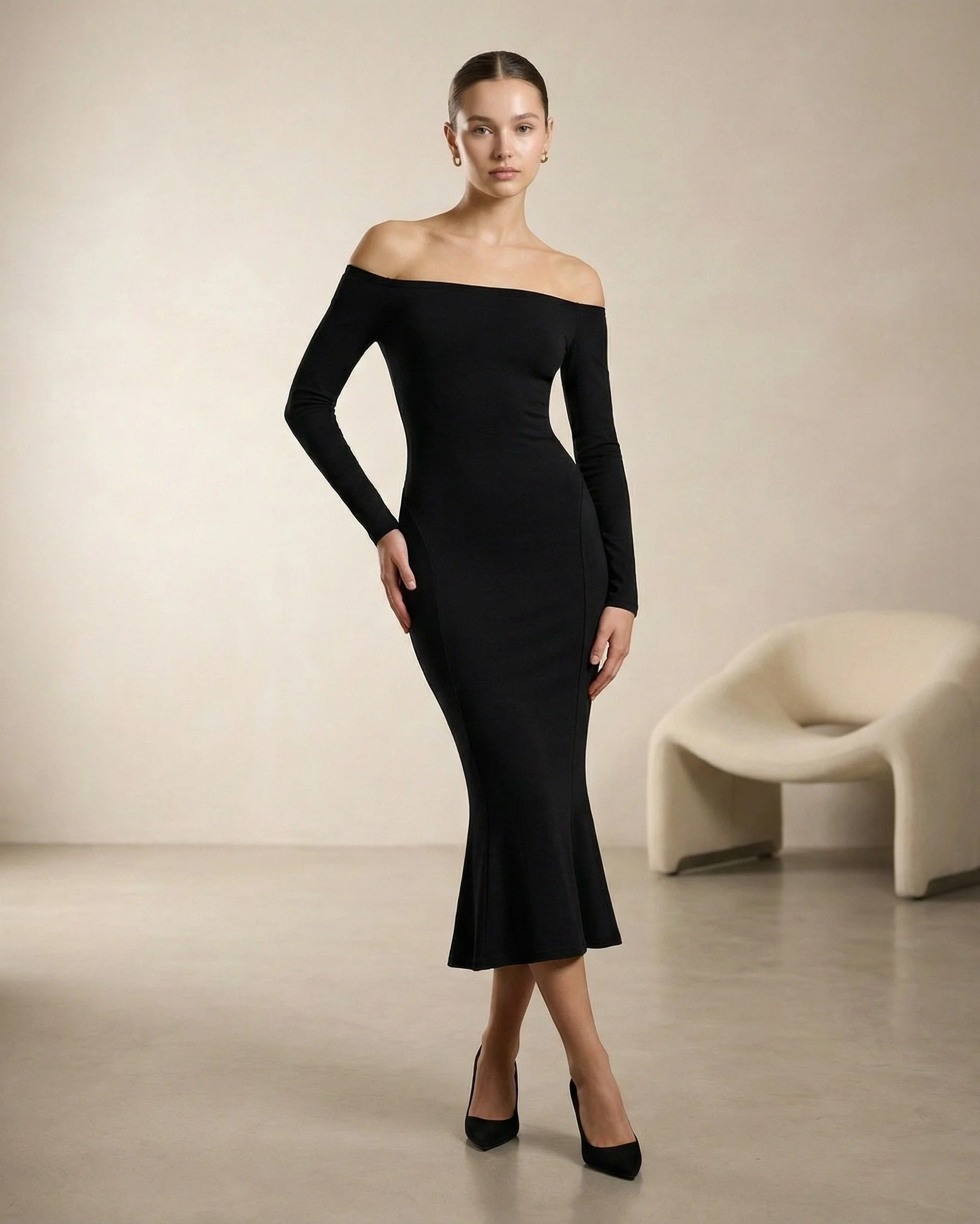 Timeless lines, quiet power, MOZA&Iuml;QUE.
Our Off Shoulder Contour dress - mozaiquefashion.com

 #fashion #clothingbrands #luxuryfashion