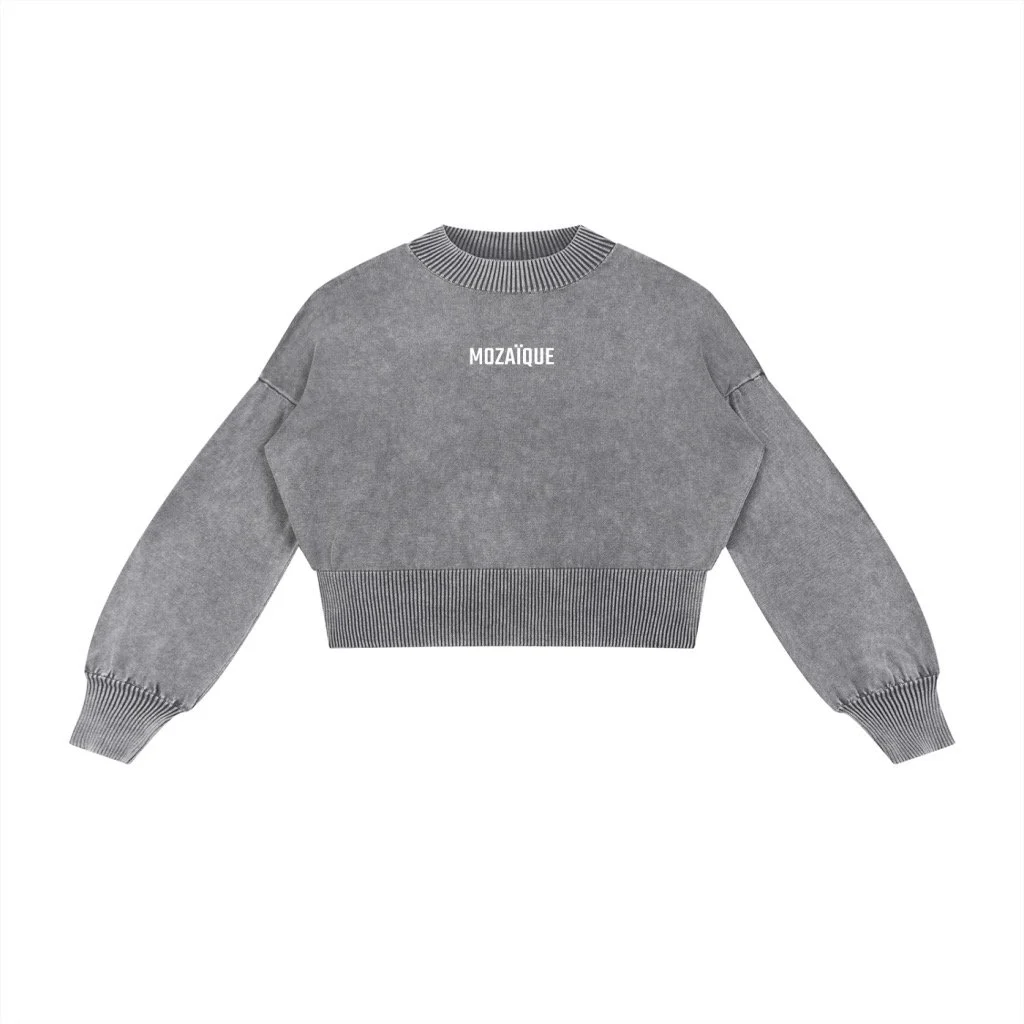 MICA — Mineral-Wash Cropped Balloon-Sleeve Sweater