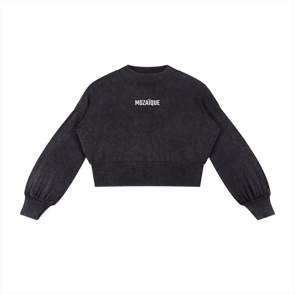 MICA — Mineral-Wash Cropped Balloon-Sleeve Sweater
