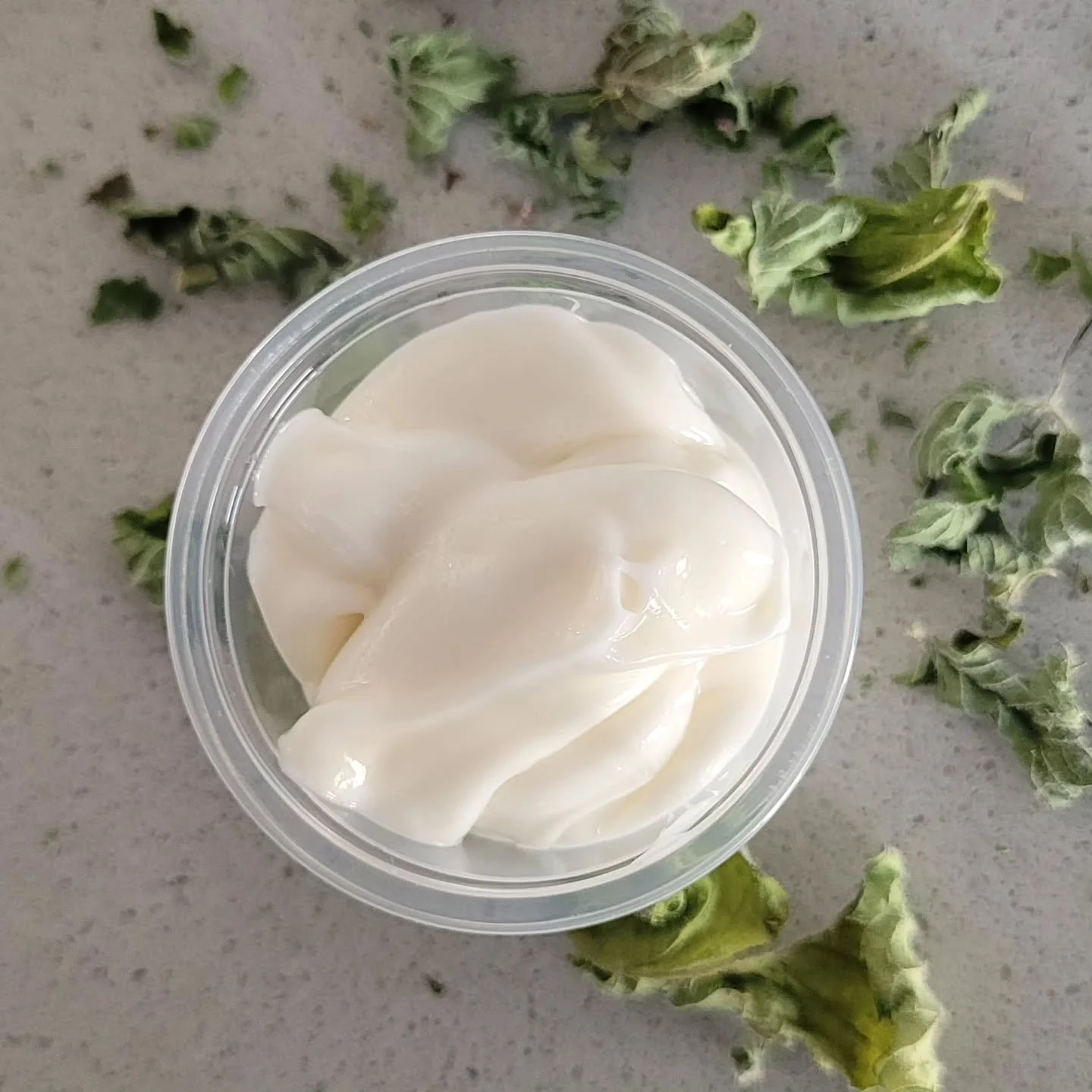 I'm so happy 😊 with how this peppermint scented magnesium lotion turned out. It's got oat powder and mushroom 🍄 extract too. My whole kitchen smells like mint. Mmm 🥰