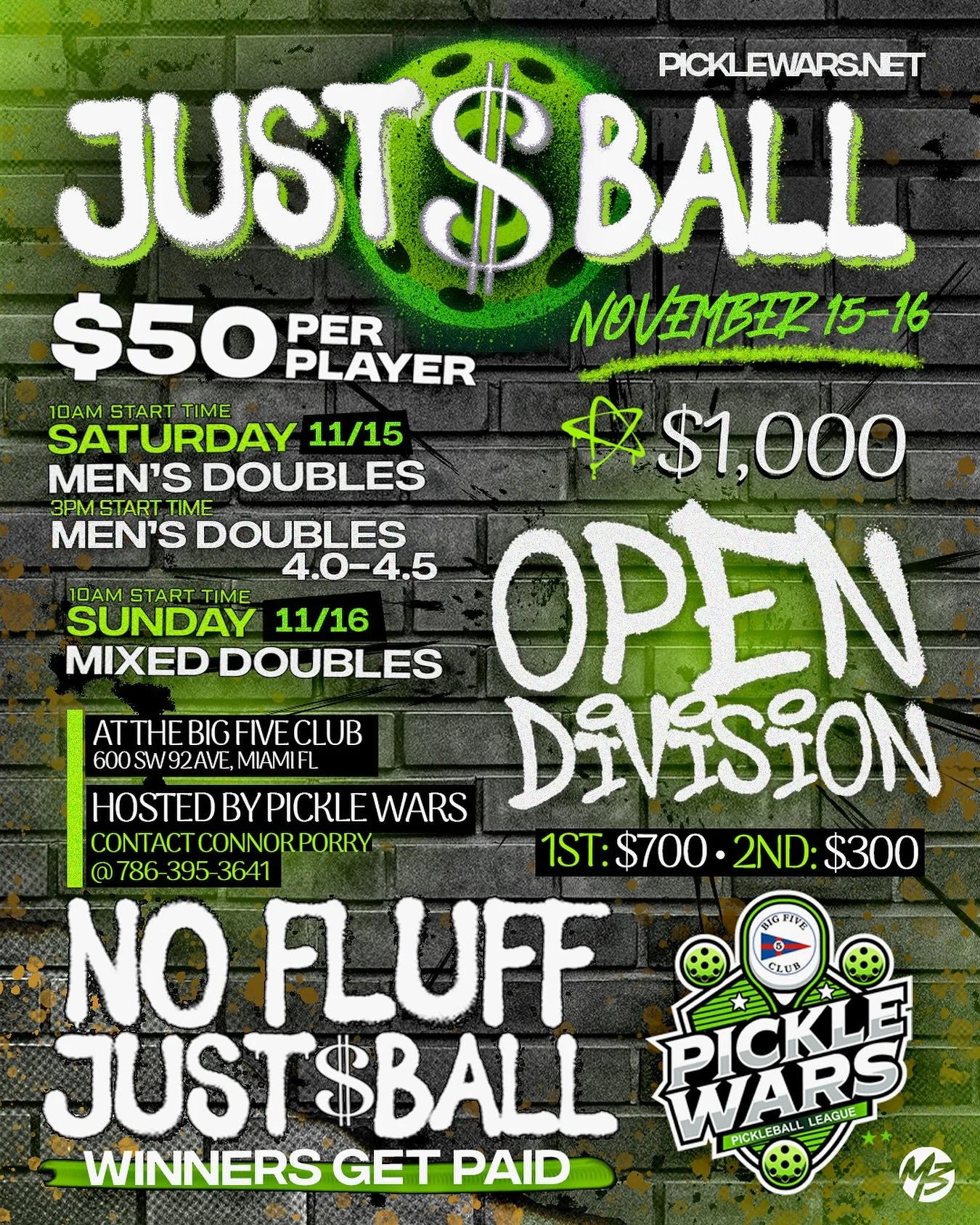 Notice anything new about the flyer? 
Men&rsquo;s 4.0&ndash;4.5 added. Same payout. Same energy.
See you at Pickle Wars 💥