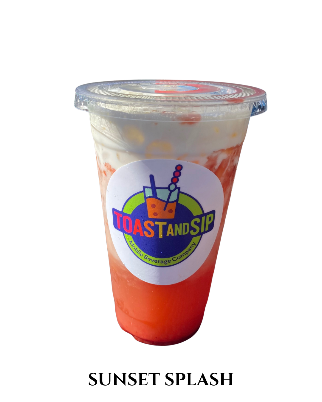 Layered red and white cocktail in a tall glass with a maraschino cherry on top