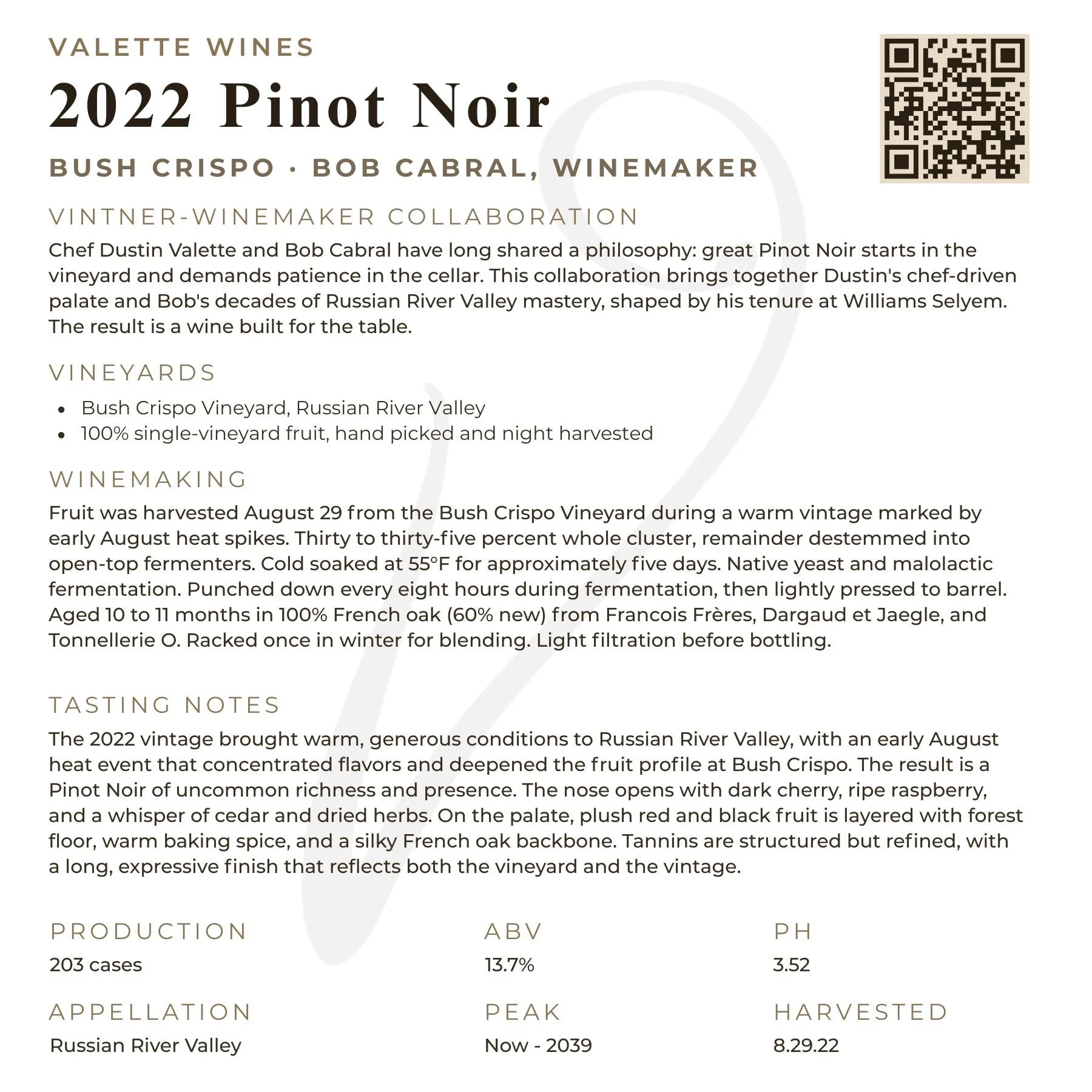 wholesale 2021 Bush Crispo Pinot Noir information