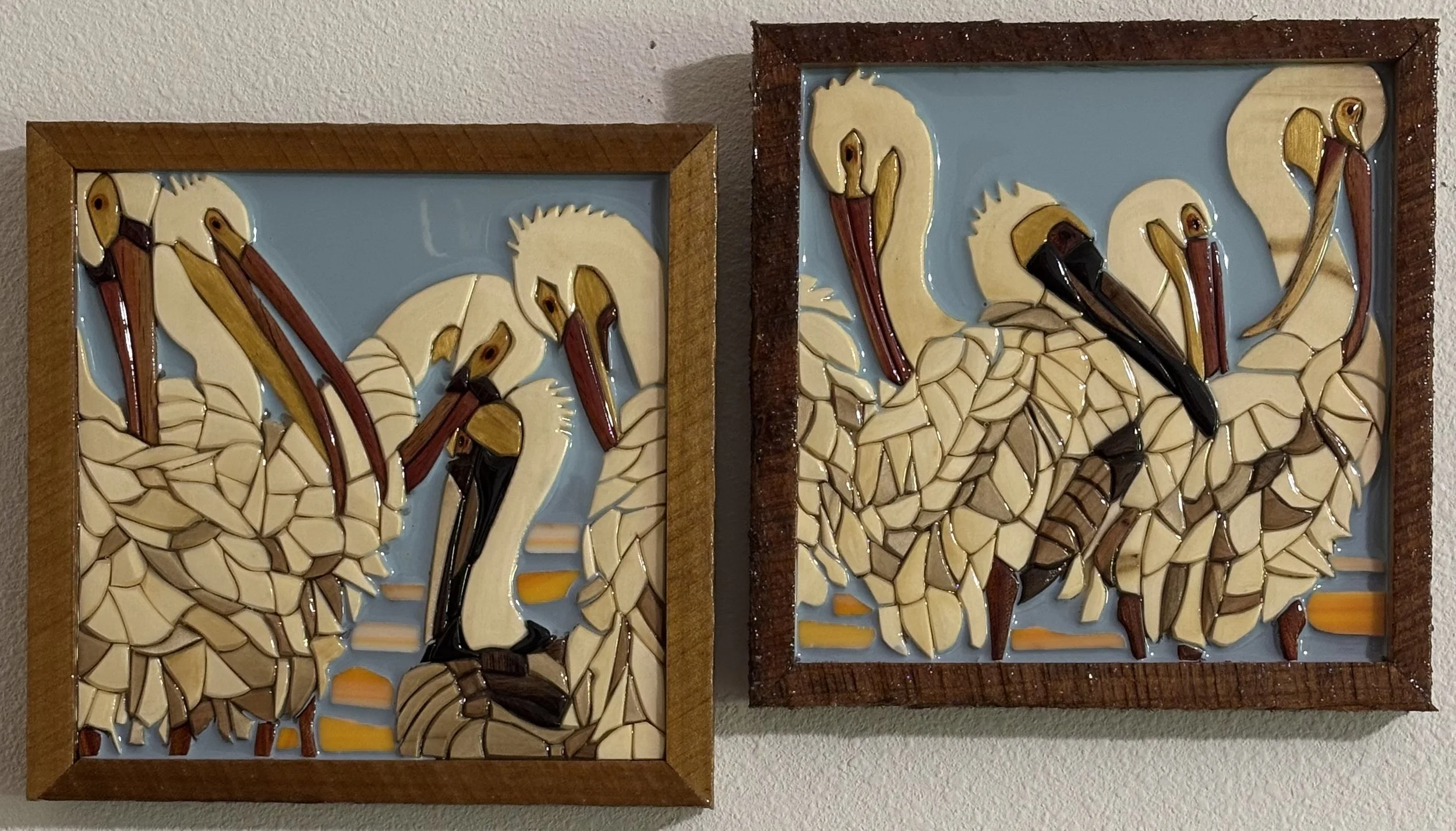 White Pelicans: 8' X 8" Each