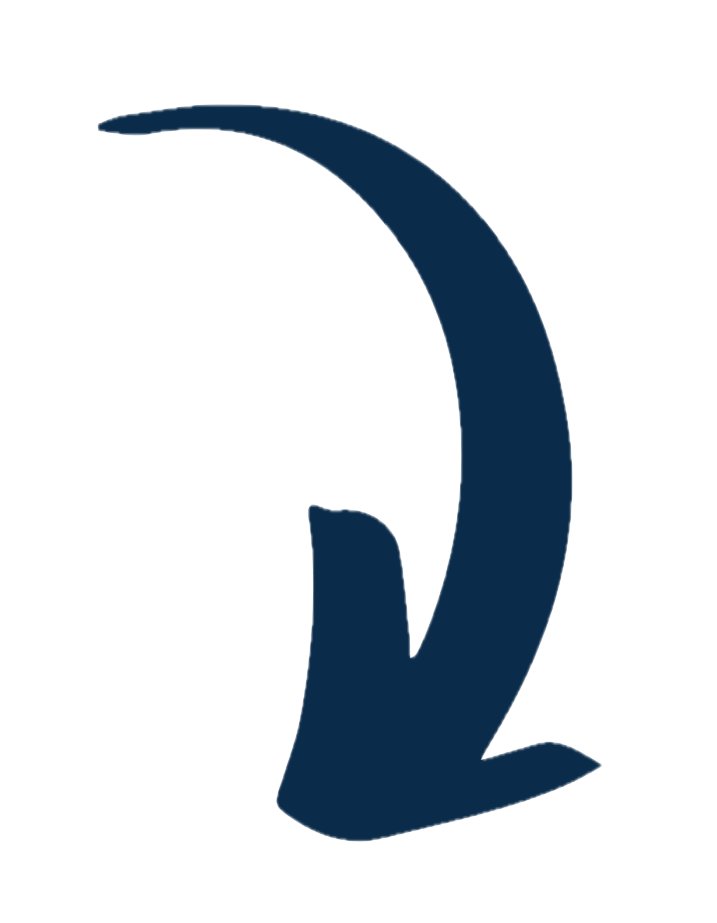 A large dark blue arrow pointing downward.