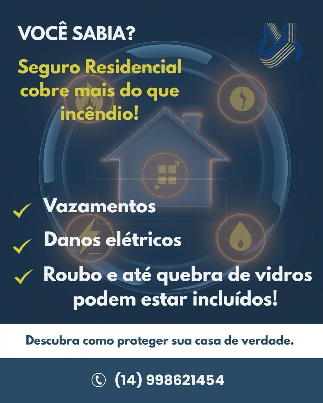 Voc&ecirc; sabia que o seguro residencial cobre muito mais do que inc&ecirc;ndios? 🔥
💧 Vazamentos,
⚡ Danos el&eacute;tricos,
🚪 Roubo e at&eacute; quebra de vidros podem estar inclu&iacute;dos!
Fale com a Minoru Corretora de Seguros e descubra como