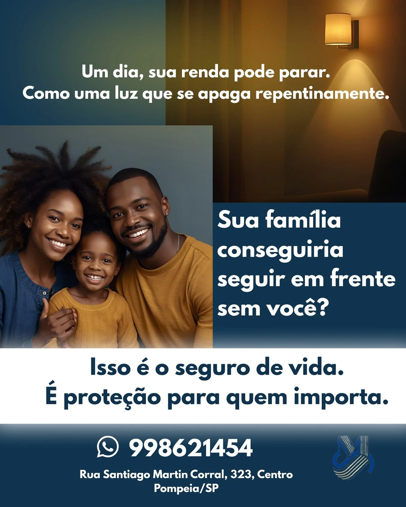 Um dia, tudo pode mudar &mdash; e n&atilde;o avisam antes.
Quando a renda falta, o impacto financeiro pode ser devastador para a fam&iacute;lia.

O seguro de vida existe para garantir estabilidade e seguran&ccedil;a quando mais importa.
Protege quem 