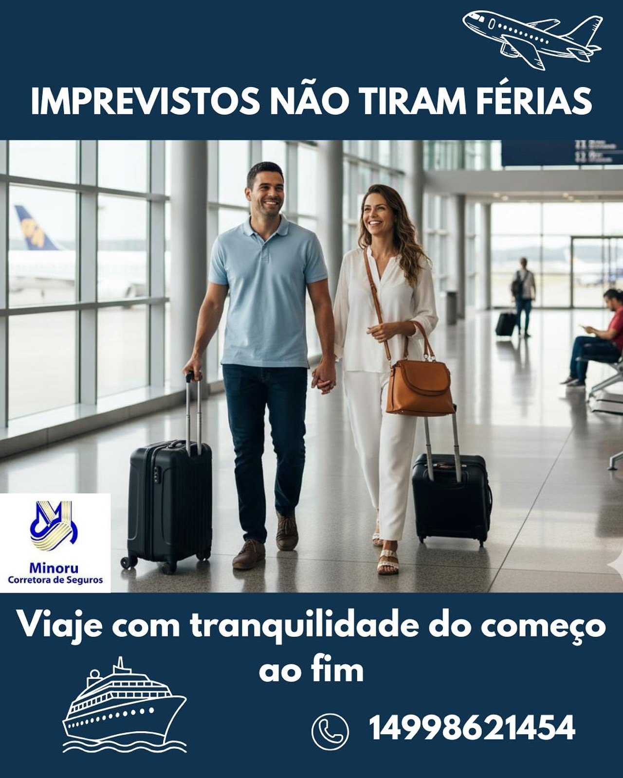 Viaje com tranquilidade do come&ccedil;o ao fim. O seguro viagem te protege contra imprevistos m&eacute;dicos, atrasos e muito mais. 🌍✈️
Conte com a Minoru Corretora de Seguros.
#SeguroViagem #ViajarComSeguran&ccedil;a #MinoruCorretora