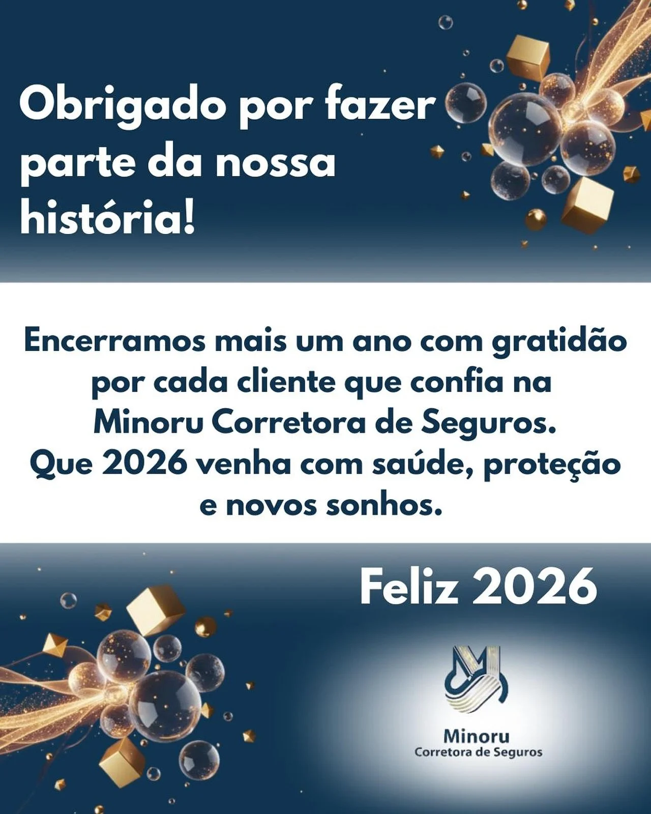 Encerramos mais um ano com gratid&atilde;o por cada cliente que confia na Minoru Corretora de Seguros.
Que 2026 venha com sa&uacute;de, prote&ccedil;&atilde;o e novos sonhos. ✨

#AnoNovo #Gratid&atilde;o #MinoruCorretora #Feliz2026 #Prote&ccedil;&ati