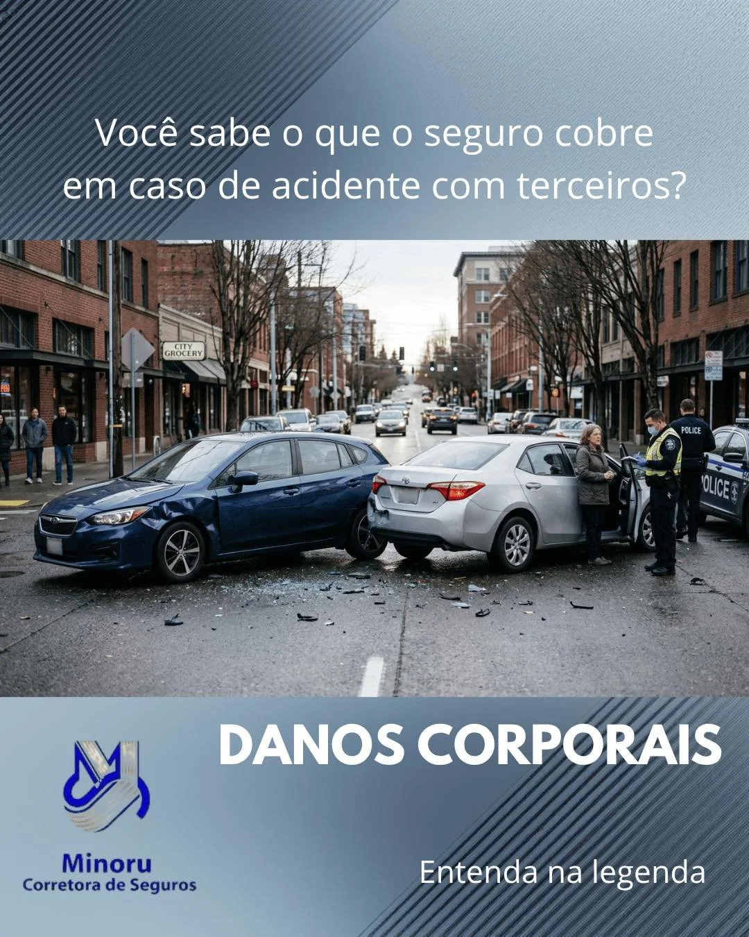 Em um acidente, os preju&iacute;zos n&atilde;o s&atilde;o apenas materiais.

A cobertura de danos corporais no seguro auto garante indeniza&ccedil;&atilde;o em casos de les&otilde;es causadas a terceiros &mdash; como despesas m&eacute;dicas, hospital