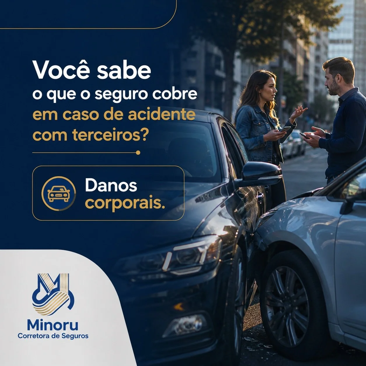 Muita gente pensa que o seguro cobre apenas o pr&oacute;prio ve&iacute;culo.

Mas existe uma cobertura MUITO importante:
➡️ danos corporais.

Ela ajuda em despesas relacionadas a terceiros envolvidos em acidentes.

E o detalhe:
muita gente s&oacute; 