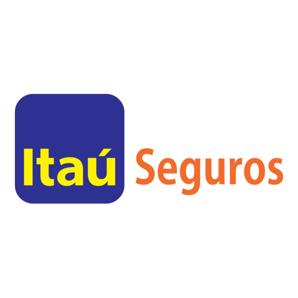 Logotipo da Itaú Seguros, com o nome 'Itaú' em letras amarelas dentro de um quadrado azul, seguido da palavra 'Seguros' em laranja, em fundo branco.