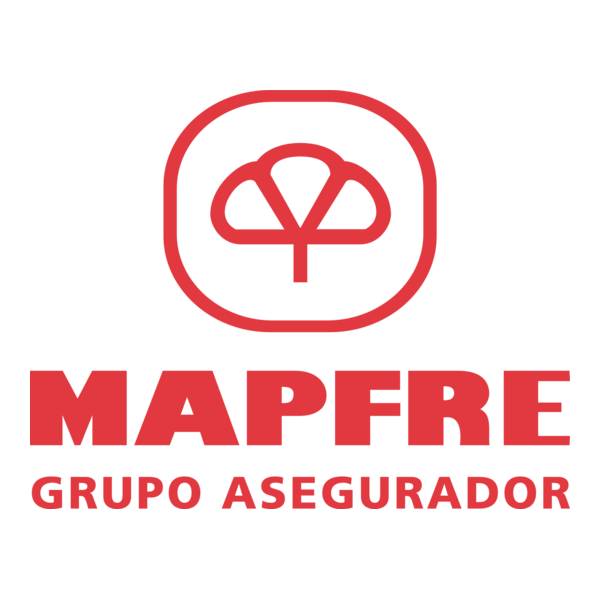 Logotipo da MAPFRE com símbolo de árvore estilizada e texto 'MAPFRE Grupo Asegurador' em vermelho.