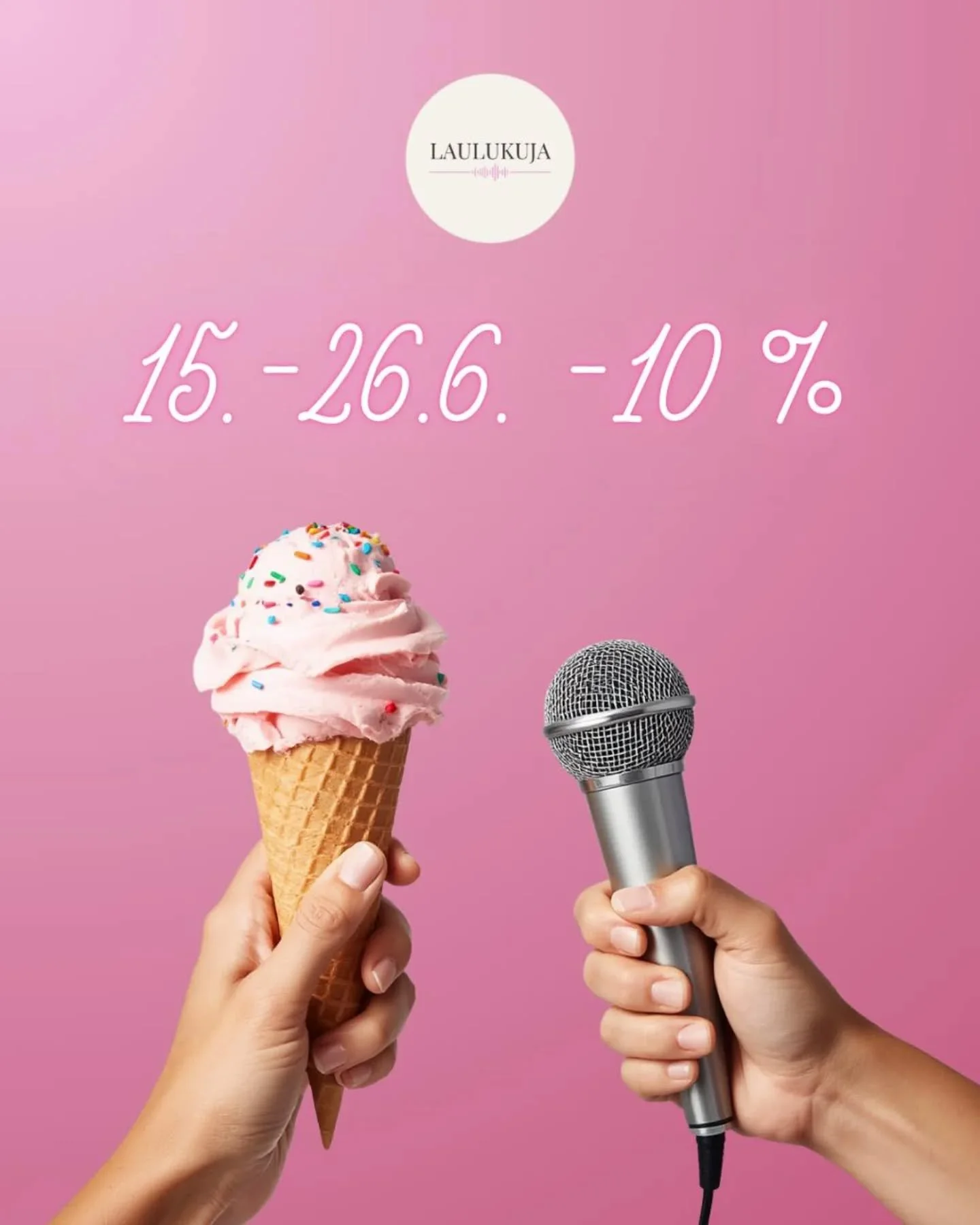 Nyt on varaa molempiin! 🍨 🎤 ☀️ 

🎤 Irtotuntien ja tuntipakettien*  hinnoista putoaa Slotissa 10%, kun palvelun ajankohta on 15.-26.6.2026.

☀️ Ihanat termospullot, ajankohtaiset nuottikirjat ja muut tuotteet ja palvelut** saat Holvista -10% koodil