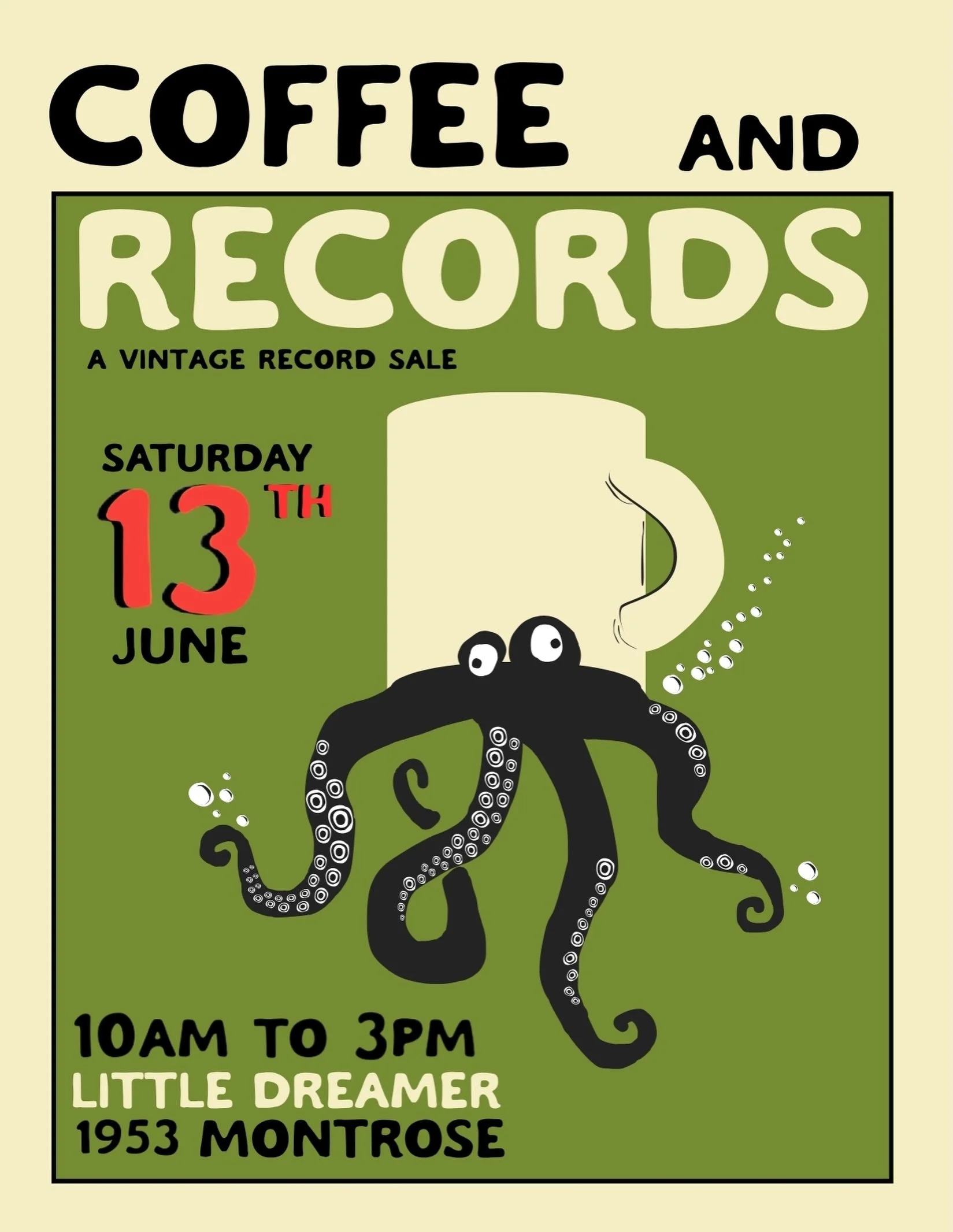🏆Excited to be back at @littledreamercoffee next month! I have SO many new records you need to hear 👀

A Vintage Vinyl Record Event you won&rsquo;t wanna miss!

🐙🧊🦖🌊🌶️🥕🖤

#houstonevents #records #coffee #food