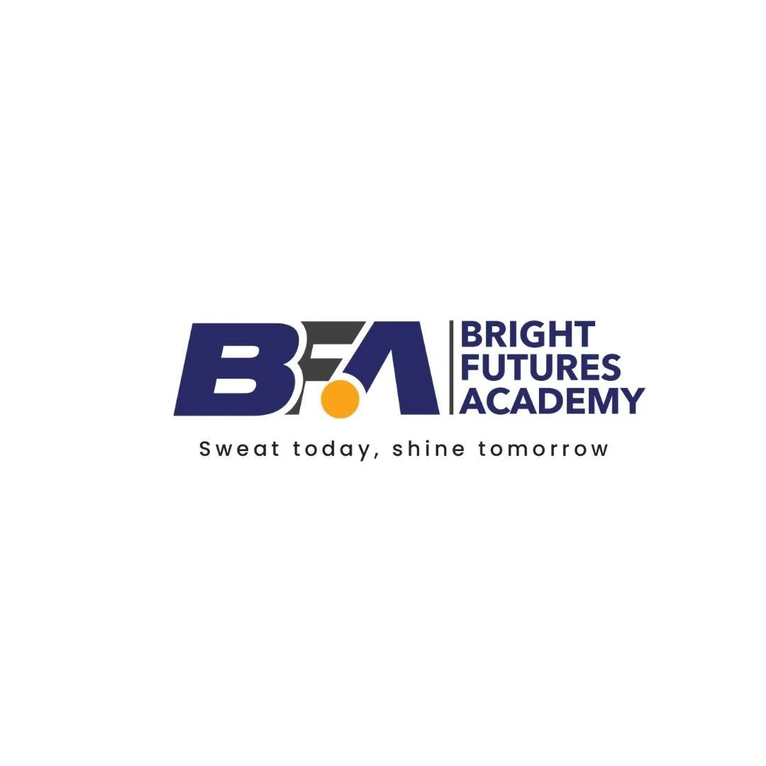 Bright Futures Academy logo with the phrase "Sweat today, shine tomorrow" underneath.