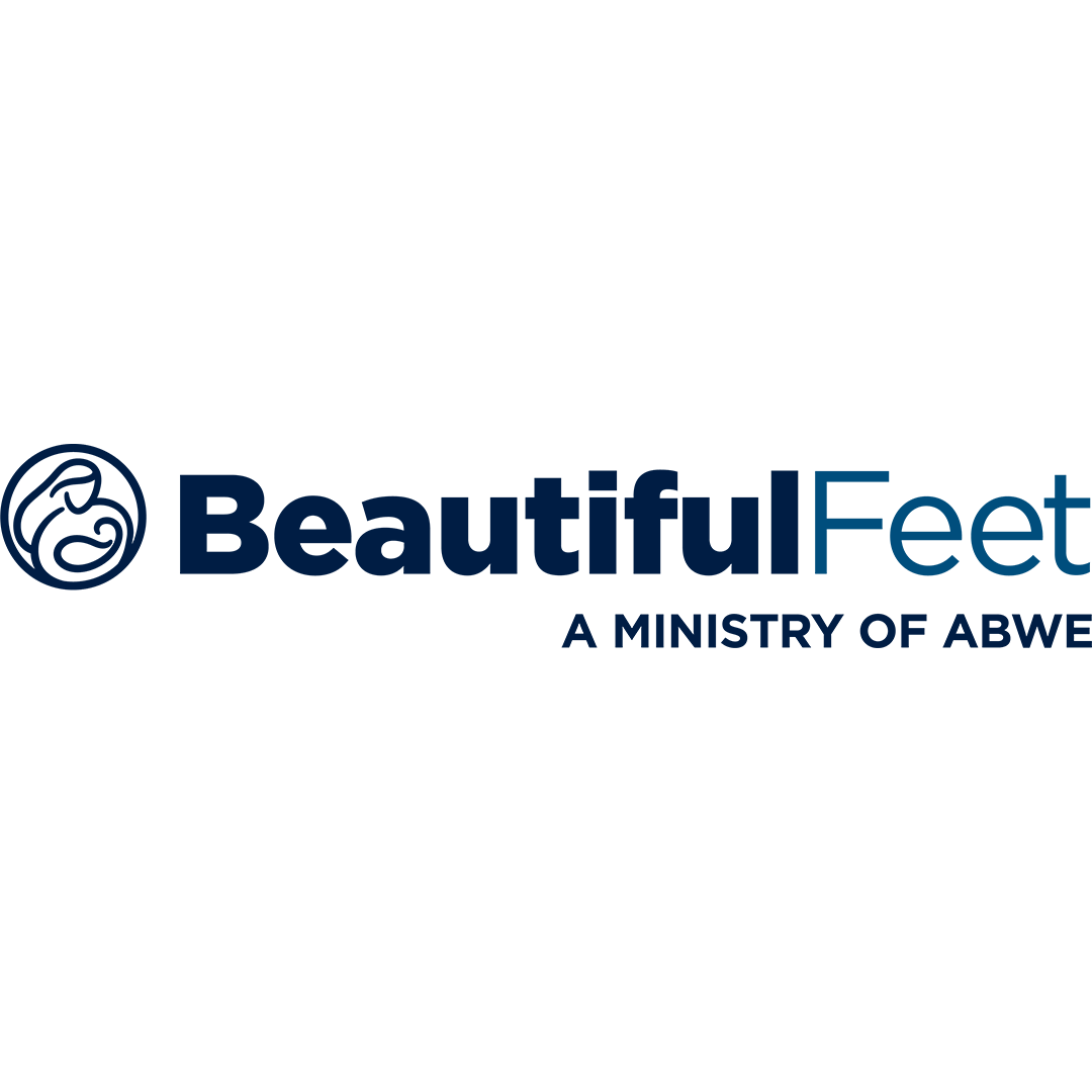 Logo for Beautiful Feet, a ministry of ABWE, featuring a stylized swirl design and the text 'Beautiful Feet' with smaller text 'A Ministry of ABWE' underneath.