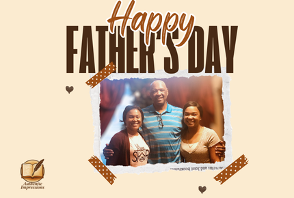 Happy Father's Day graphic with photo of man and two daughters