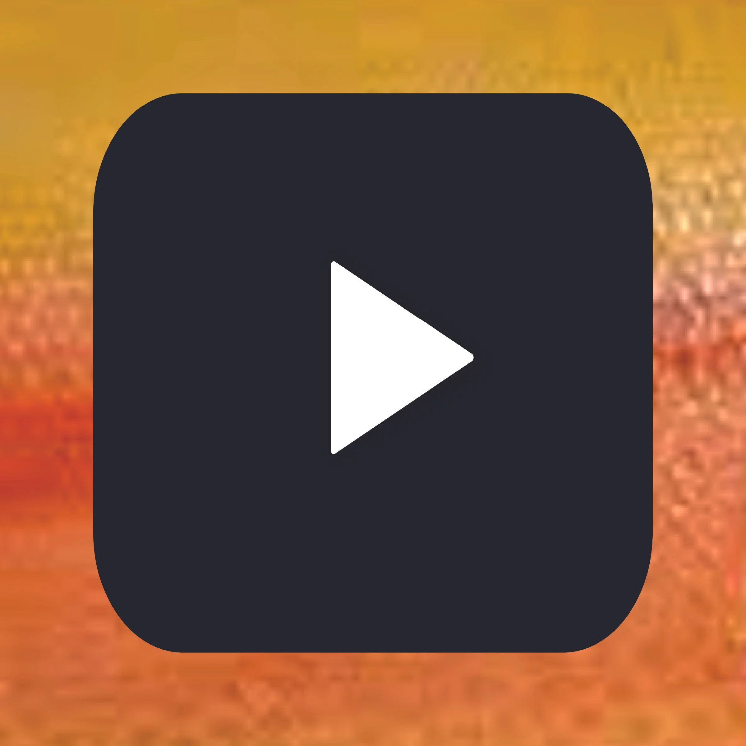 YouTube app icon with a play button on a multicolored background.