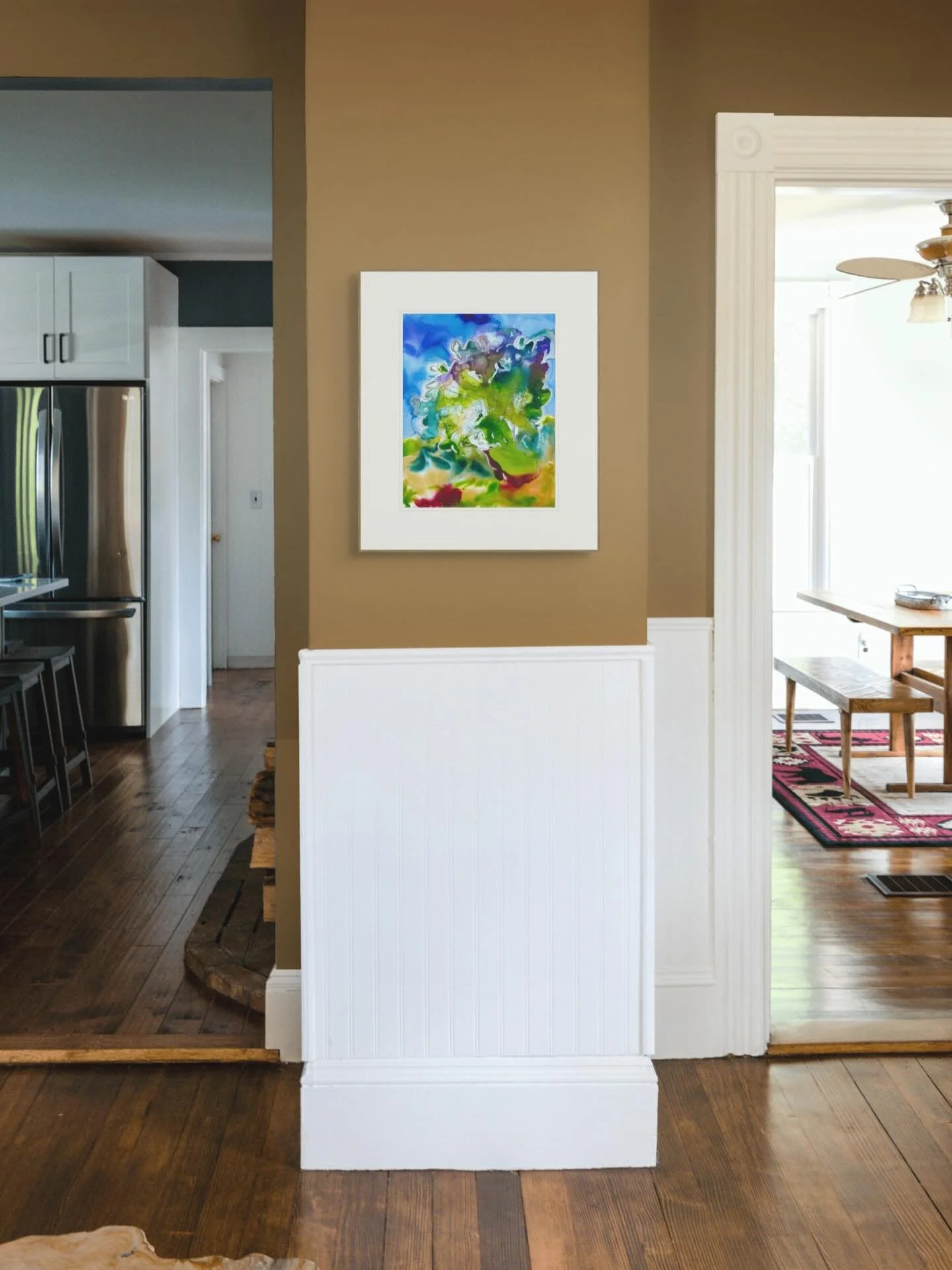 I recently read that artists should start sharing their work in this way. This allows you to really visualize my art in your home and see the scale of my work. This ink painting is 11x14 inches but I&rsquo;ve framed it with a wide mat and thin frame.