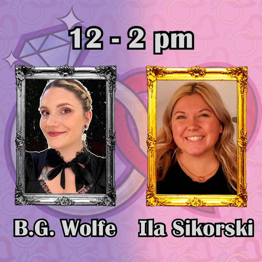 12 to 2pm authors B.G. Wolfe and Ila Sikorski will hold their book signings.