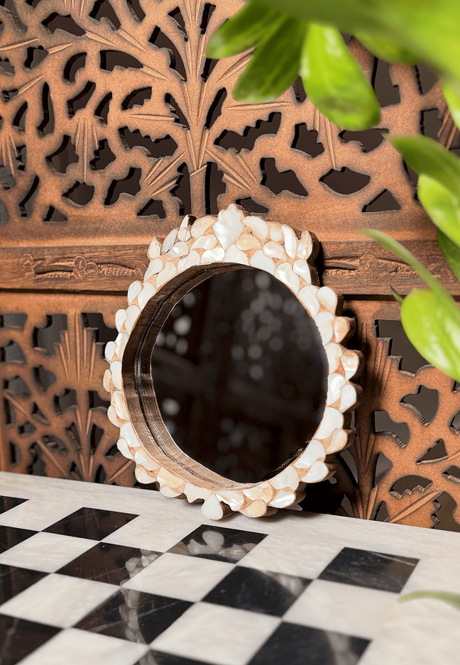 Circular Mother-of-Pearl Mirror